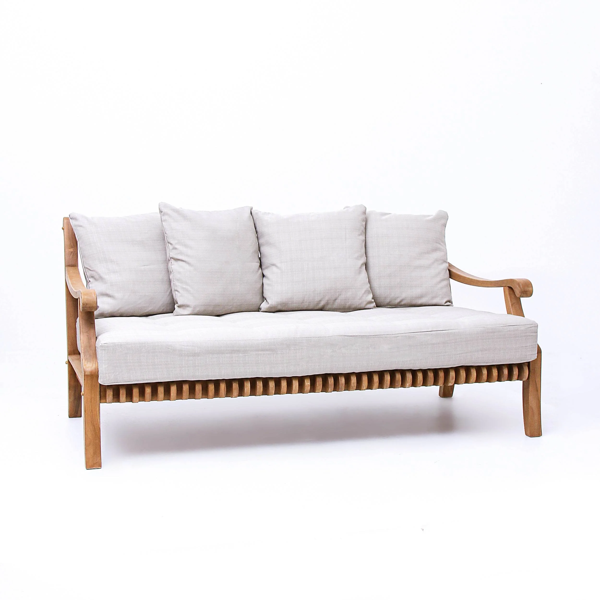Mosko Teak Wood Outdoor Daybed with Beige Cushion - Image 58