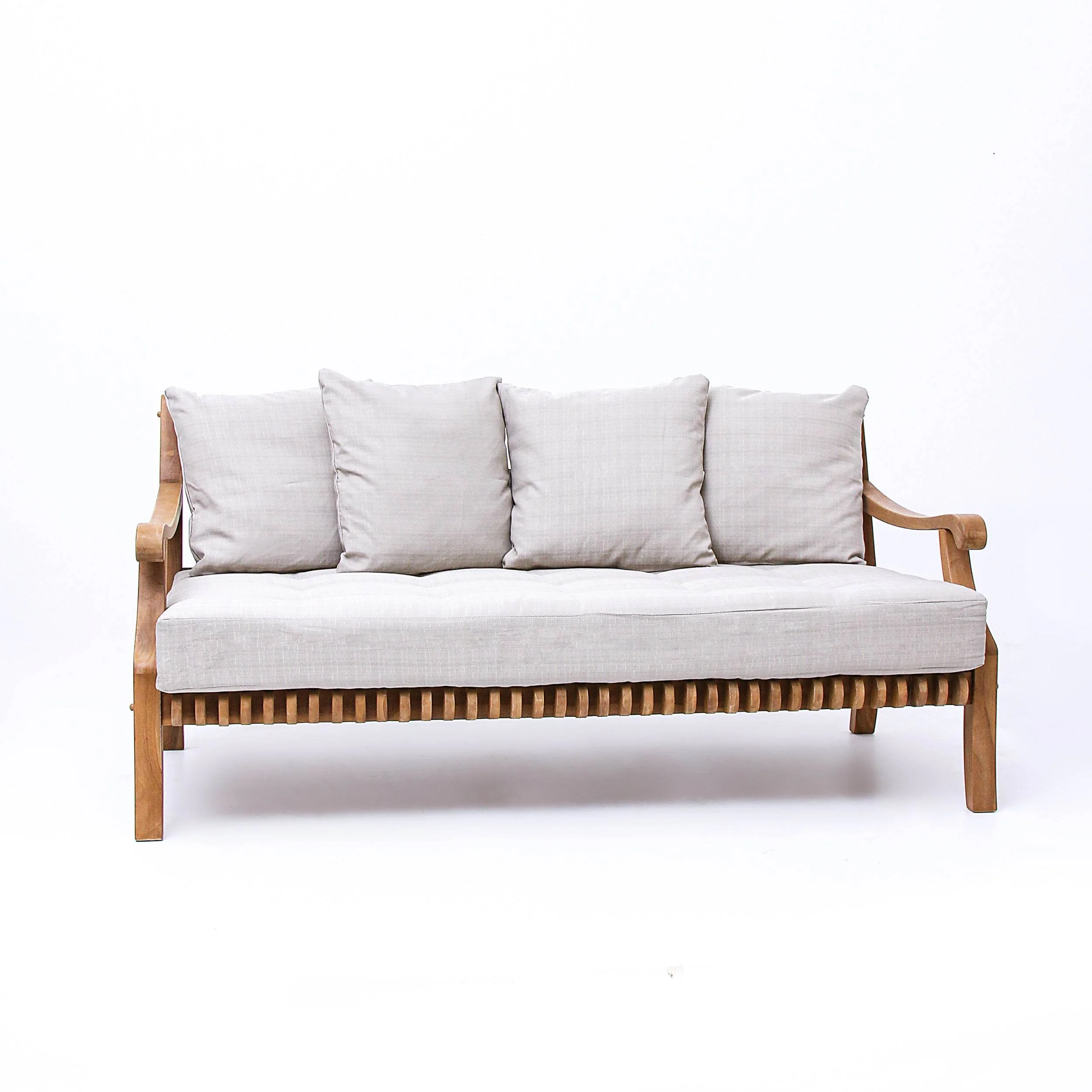 Mosko Teak Wood Outdoor Daybed with Beige Cushion - Image 59