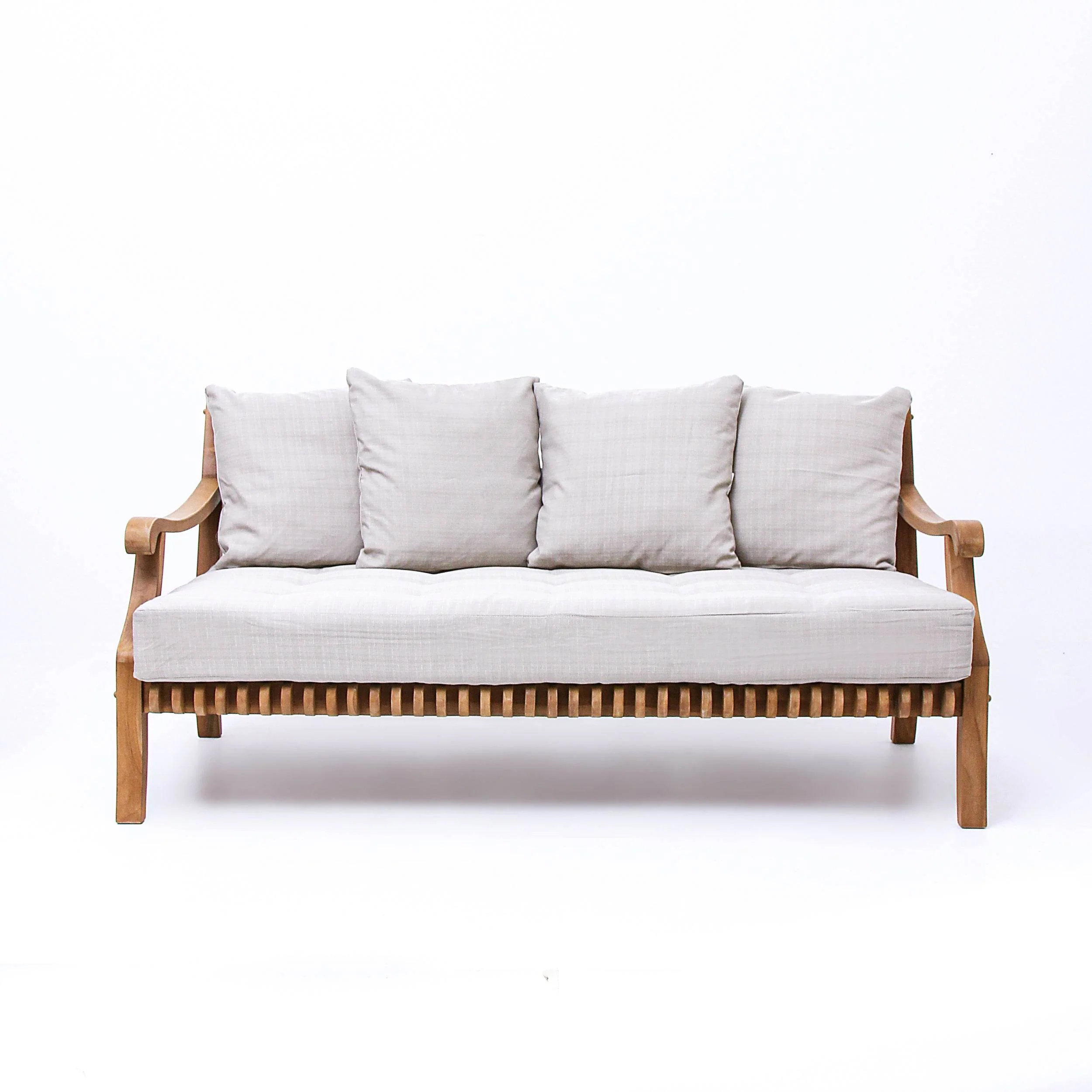 Mosko Teak Wood Outdoor Daybed with Beige Cushion - Image 60