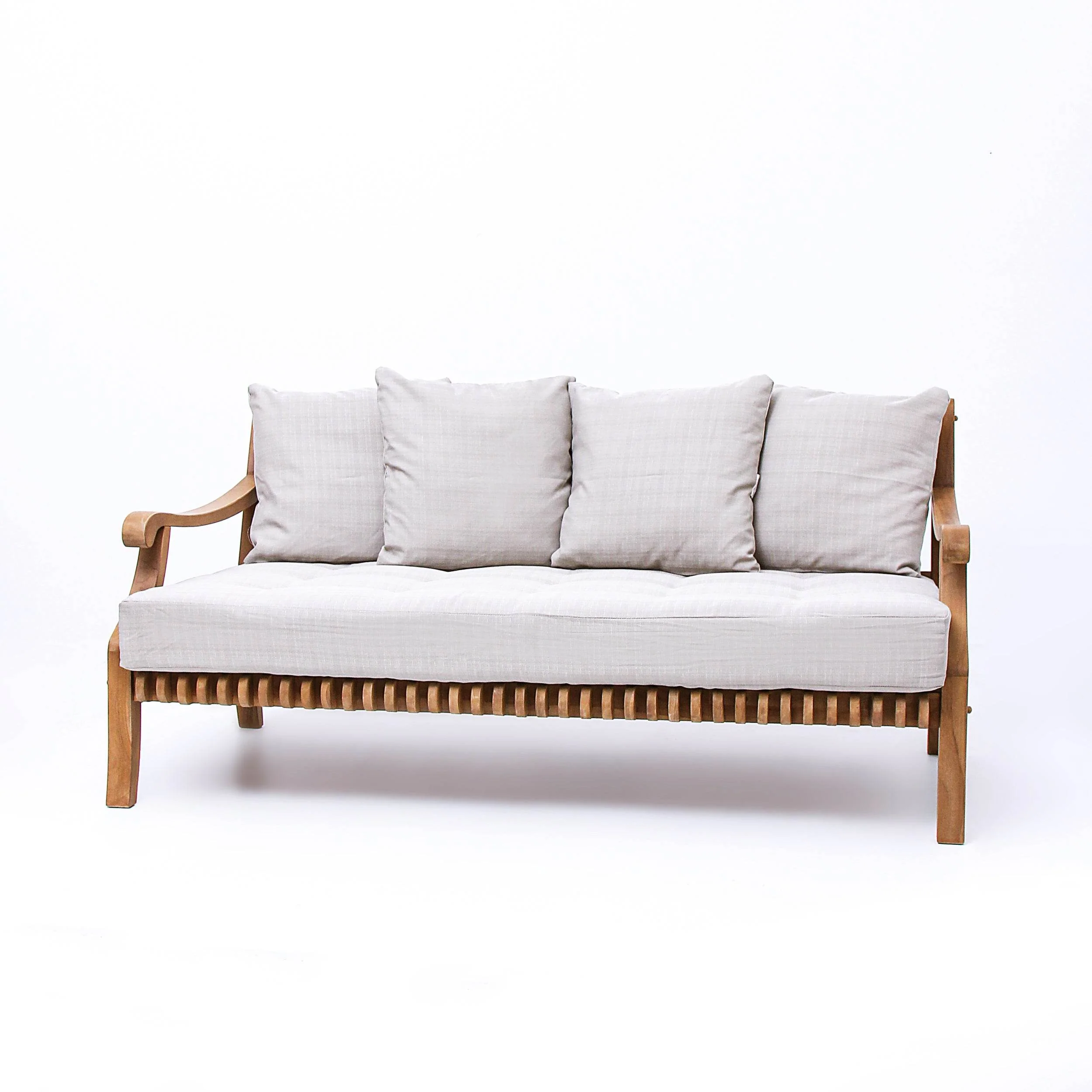 Mosko Teak Wood Outdoor Daybed with Beige Cushion - Image 61