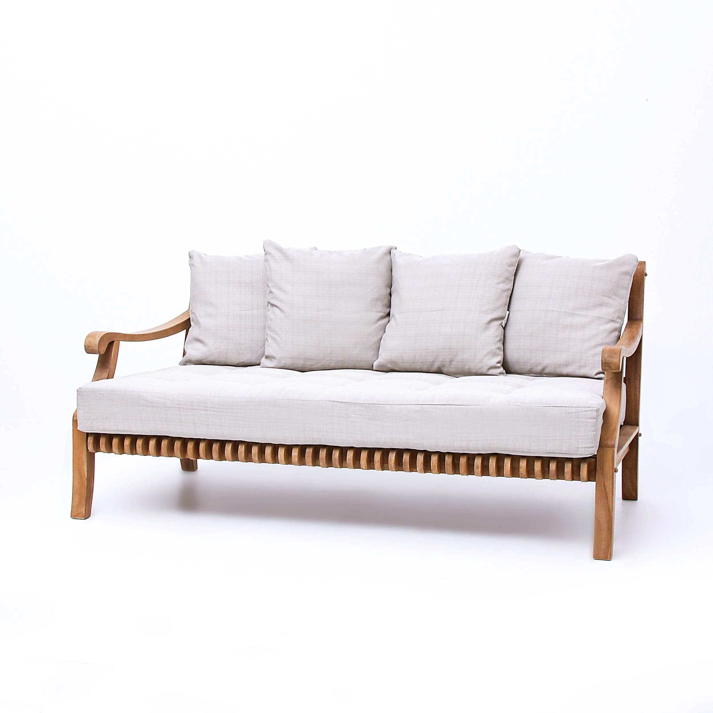 Mosko Teak Wood Outdoor Daybed with Beige Cushion - Image 62