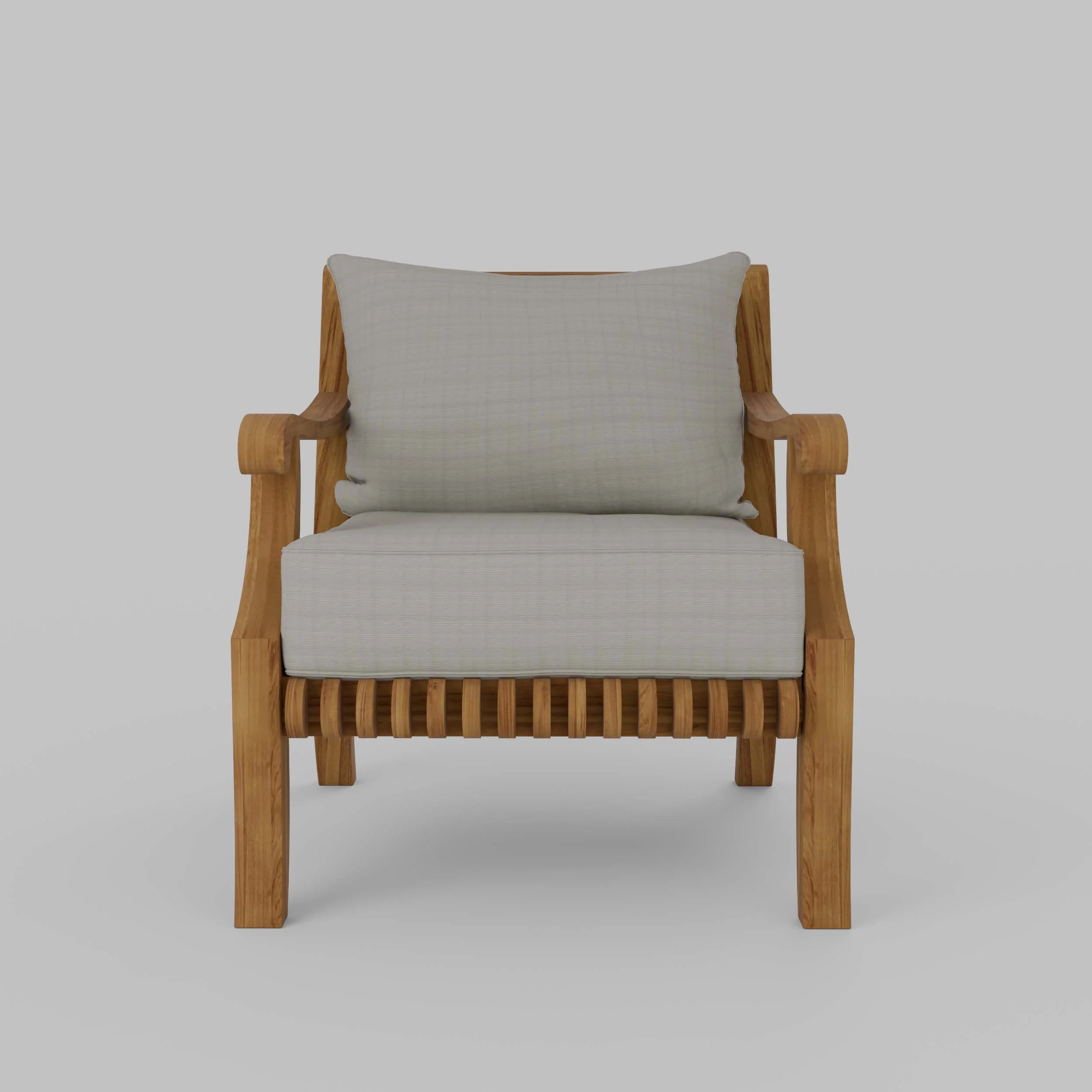 Mosko Teak Wood Outdoor Lounge Chair with Beige Cushion - Image 11