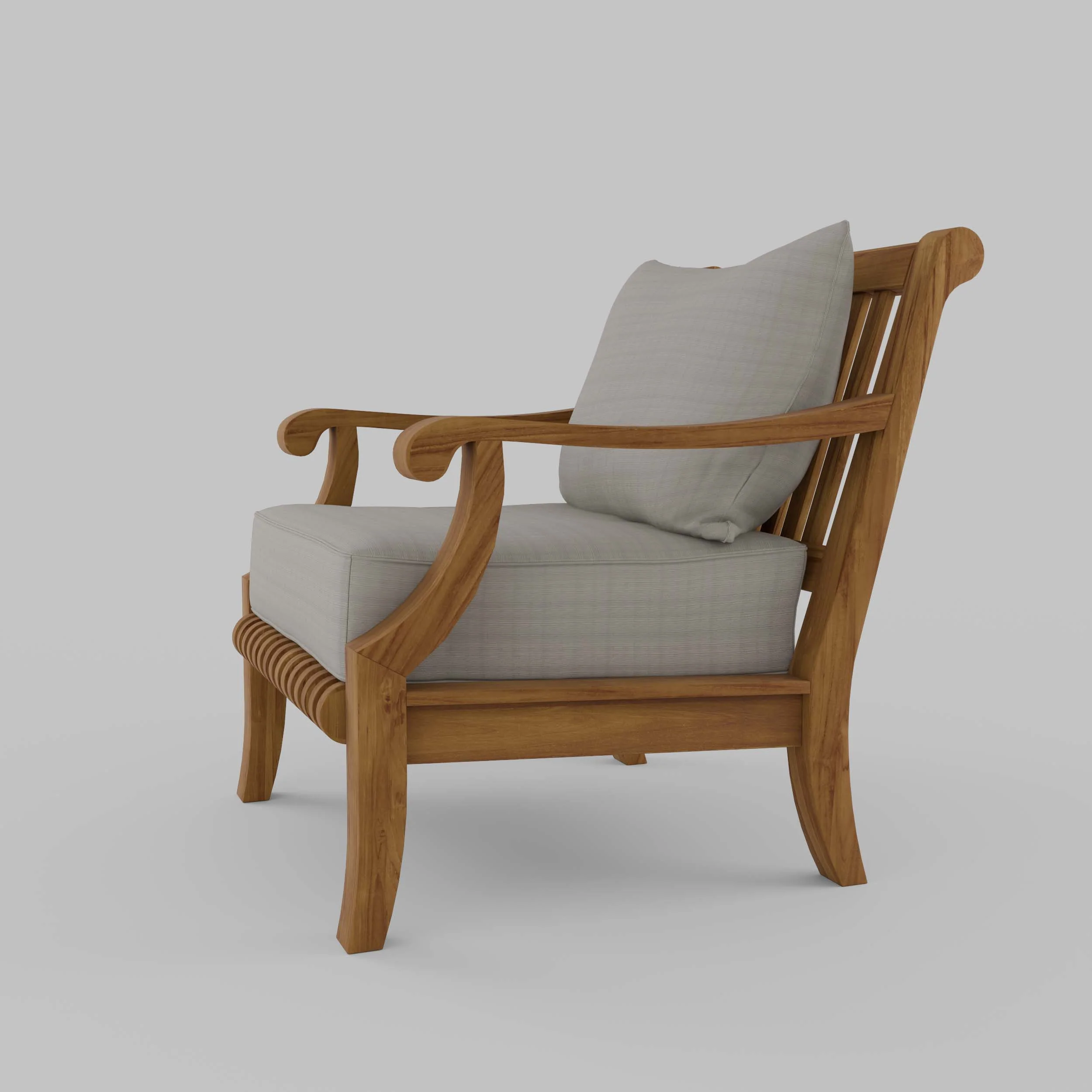 Mosko Teak Wood Outdoor Lounge Chair with Beige Cushion - Image 12