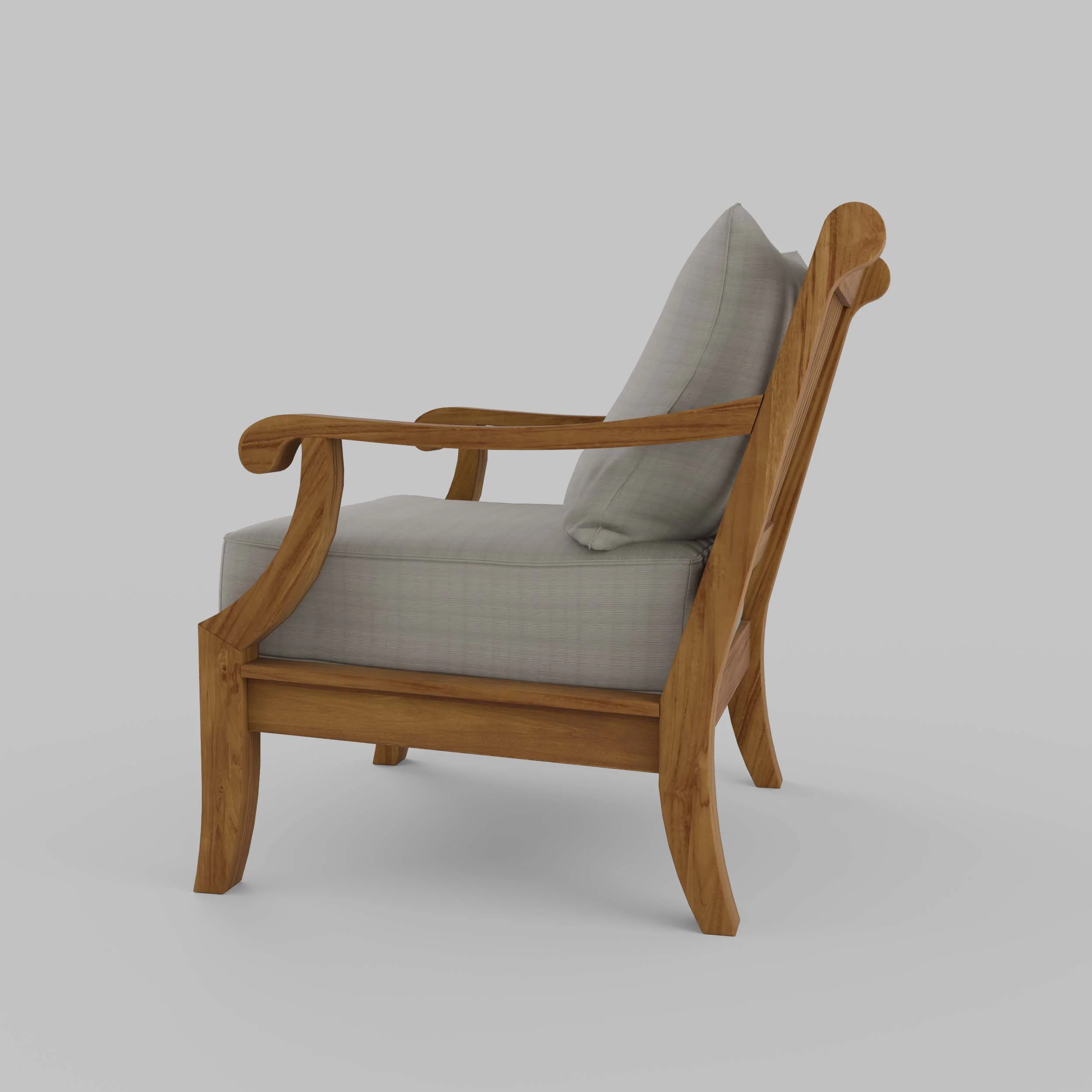 Mosko Teak Wood Outdoor Lounge Chair with Beige Cushion - Image 13