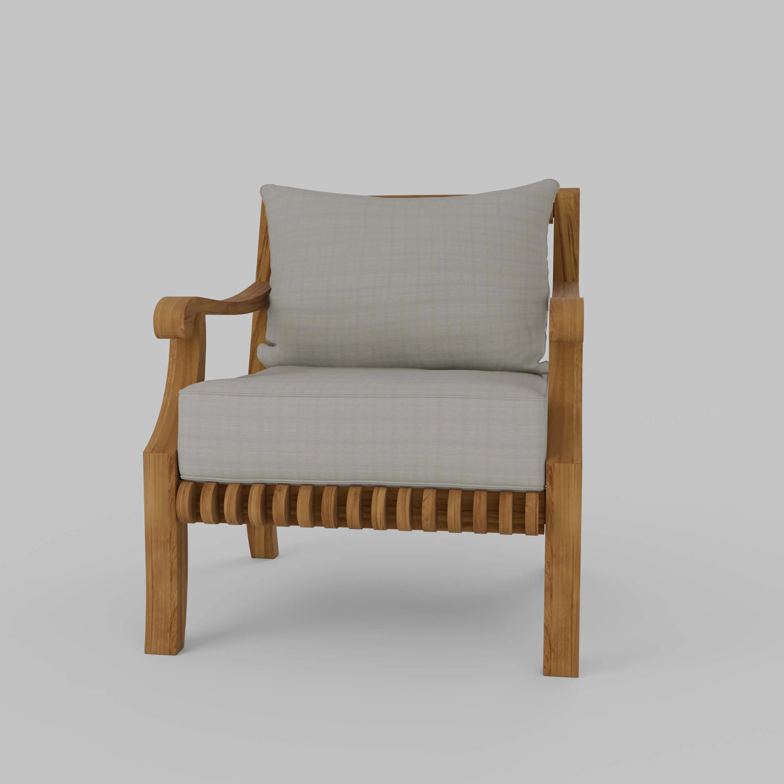 Mosko Teak Wood Outdoor Lounge Chair with Beige Cushion - Image 14