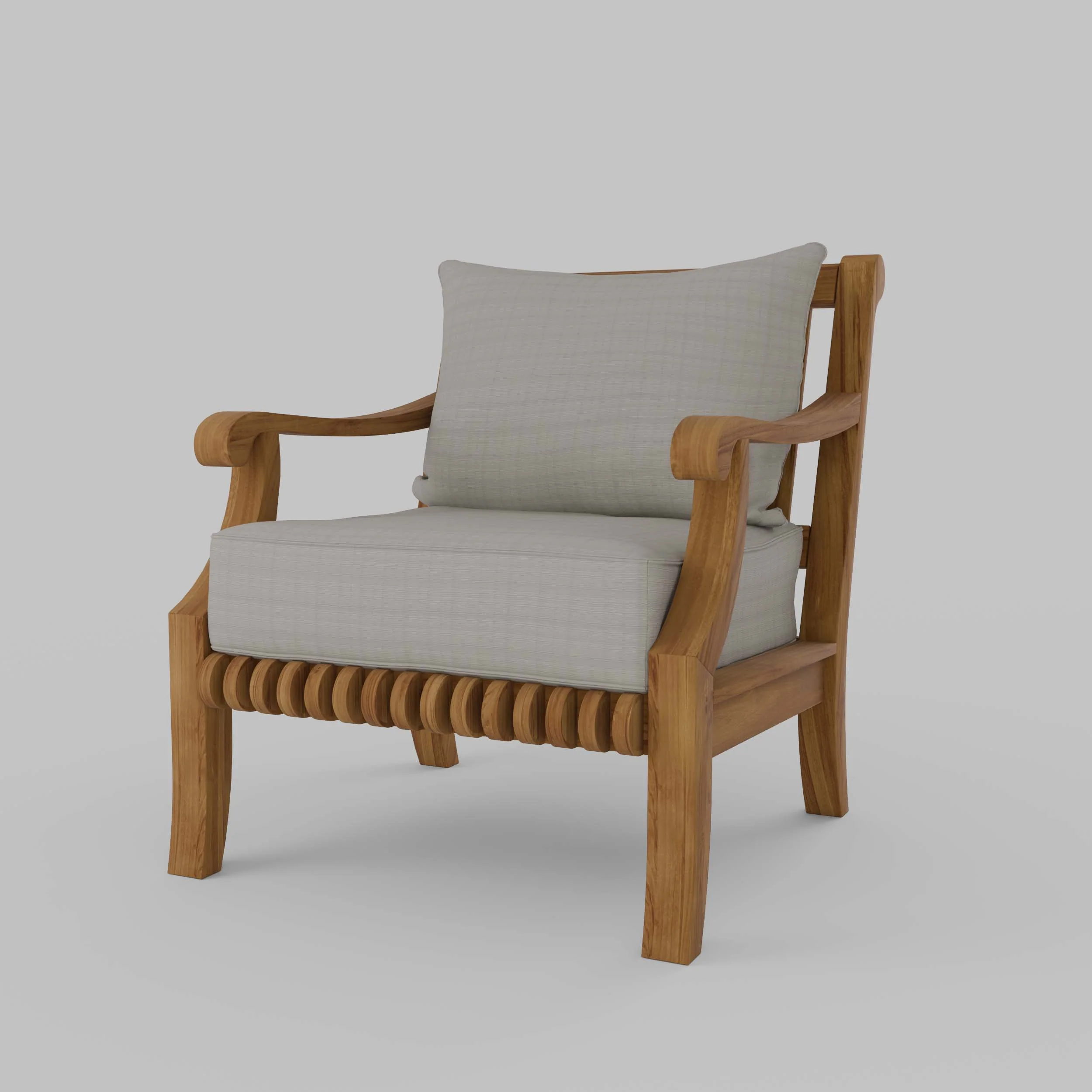Mosko Teak Wood Outdoor Lounge Chair with Beige Cushion - Image 16