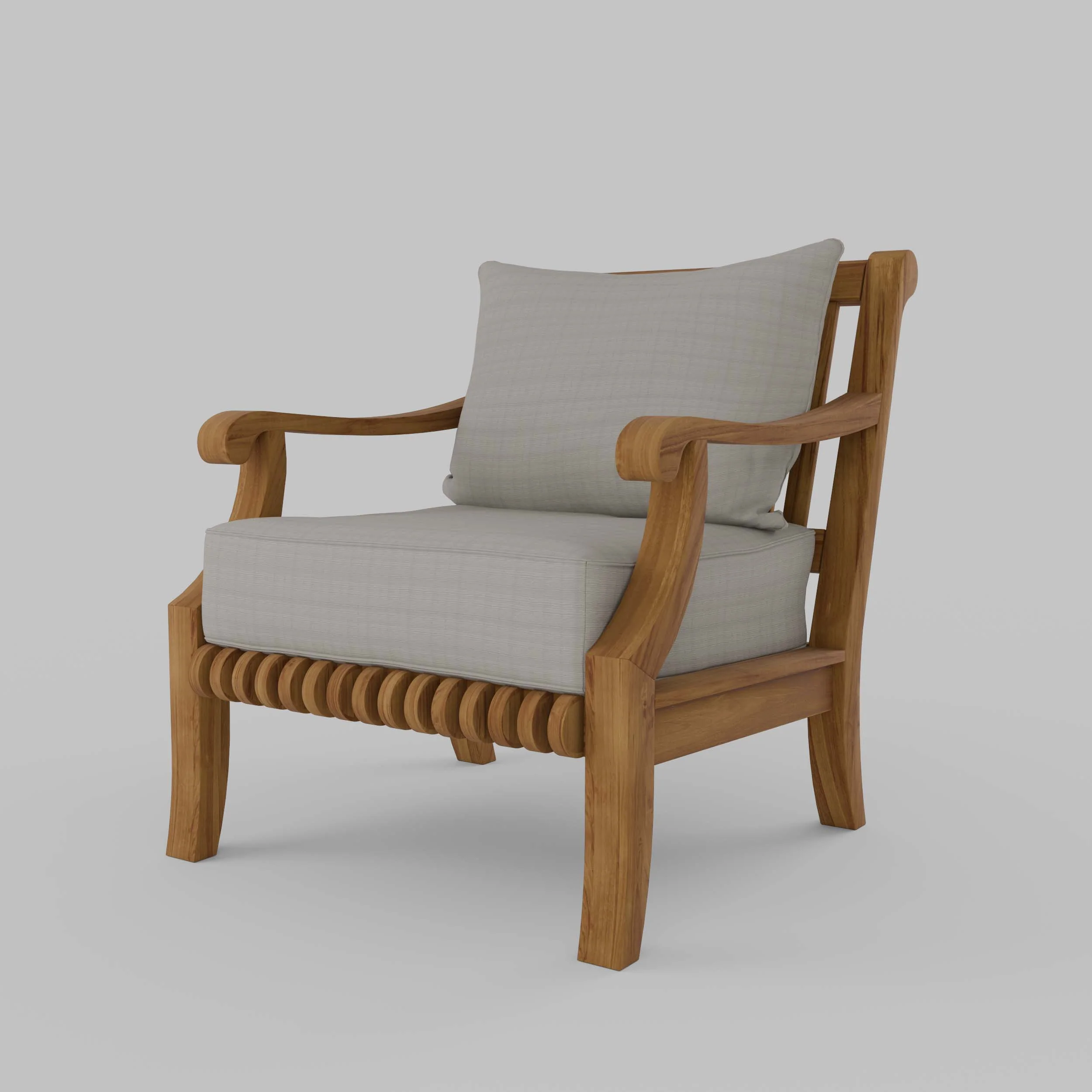 Mosko Teak Wood Outdoor Lounge Chair with Beige Cushion - Image 17
