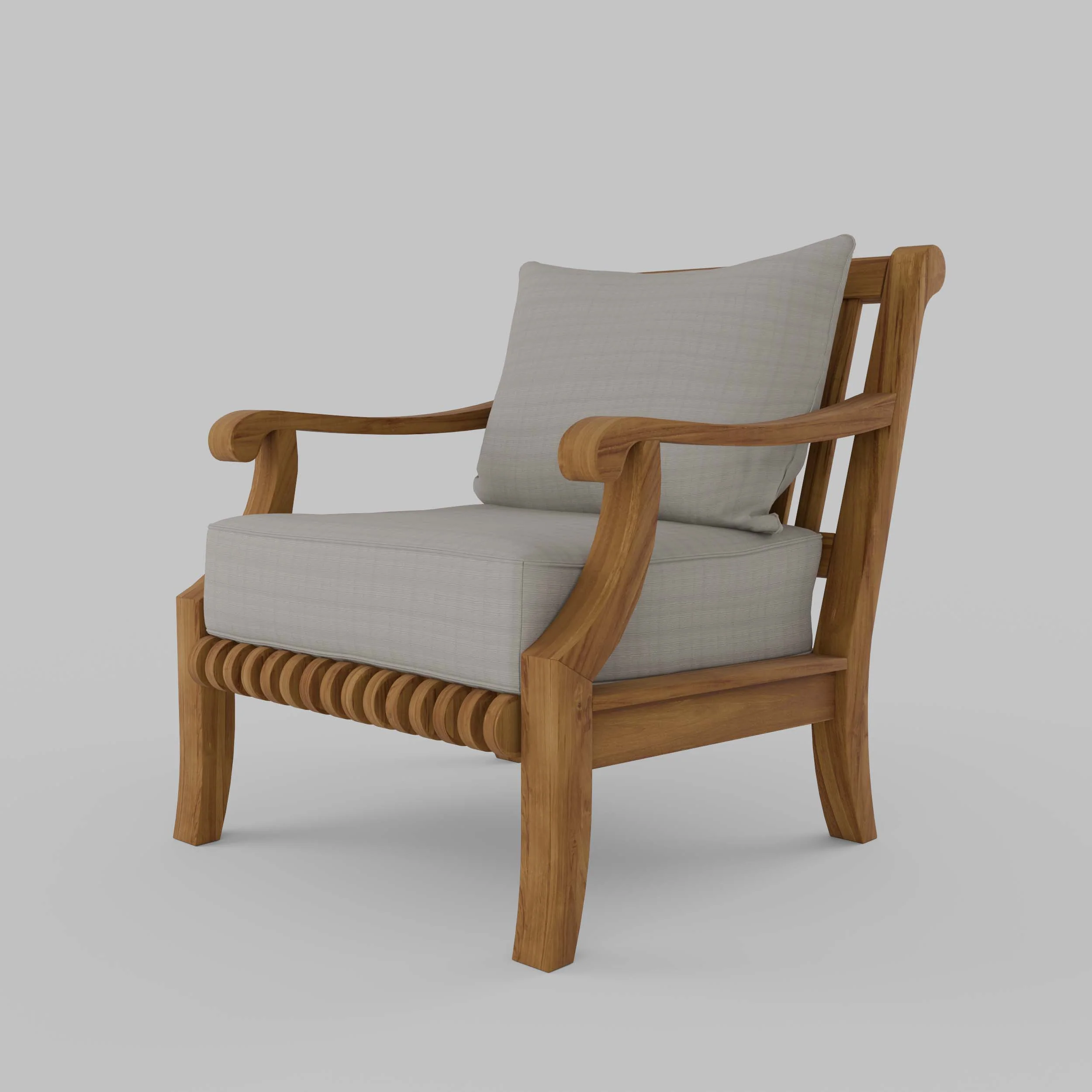Mosko Teak Wood Outdoor Lounge Chair with Beige Cushion - Image 18