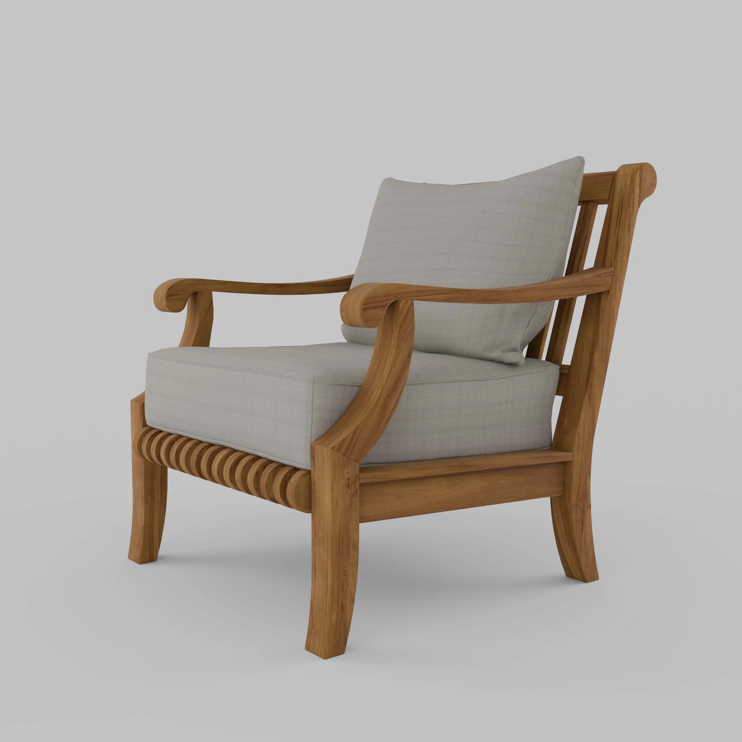 Mosko Teak Wood Outdoor Lounge Chair with Beige Cushion - Image 19