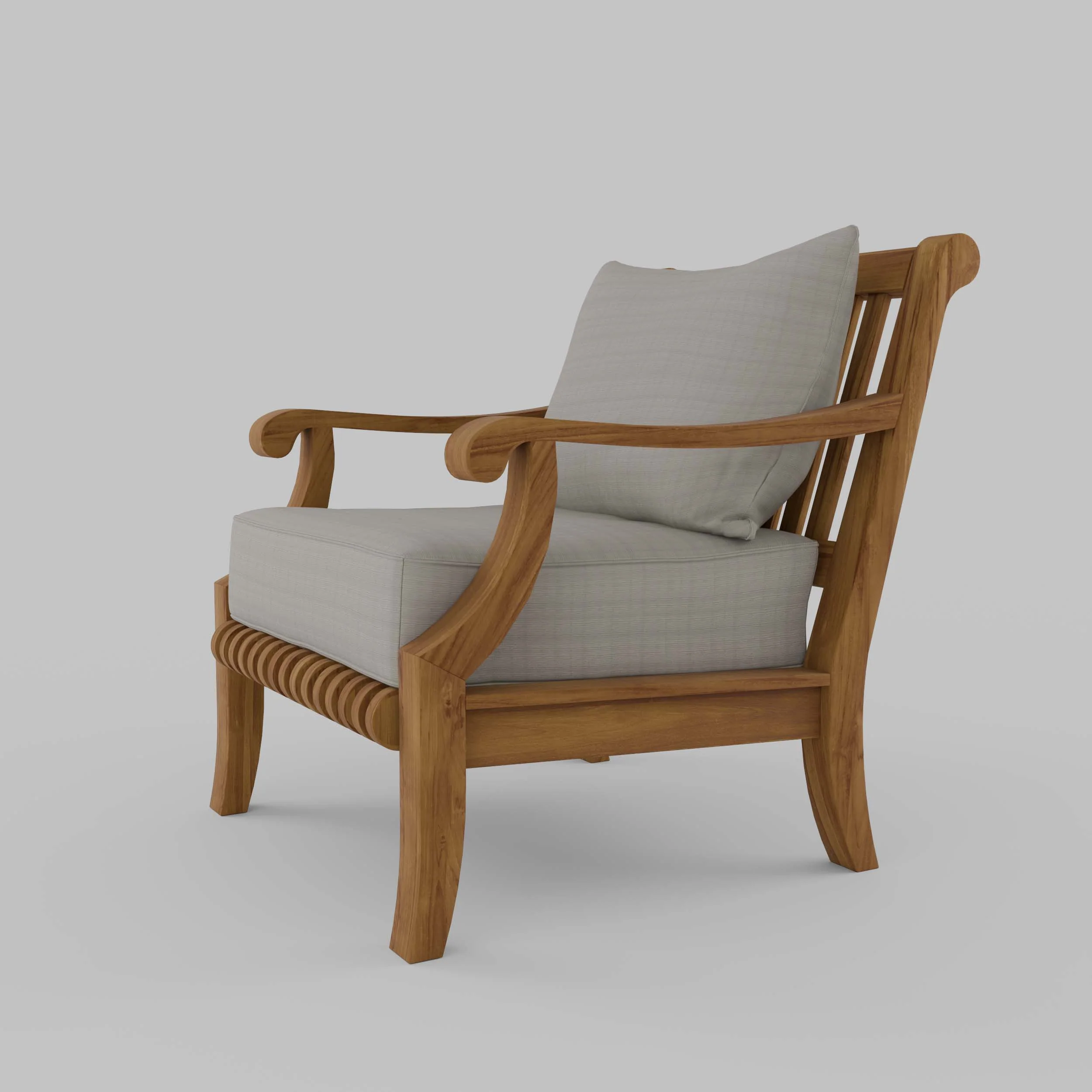Mosko Teak Wood Outdoor Lounge Chair with Beige Cushion - Image 20