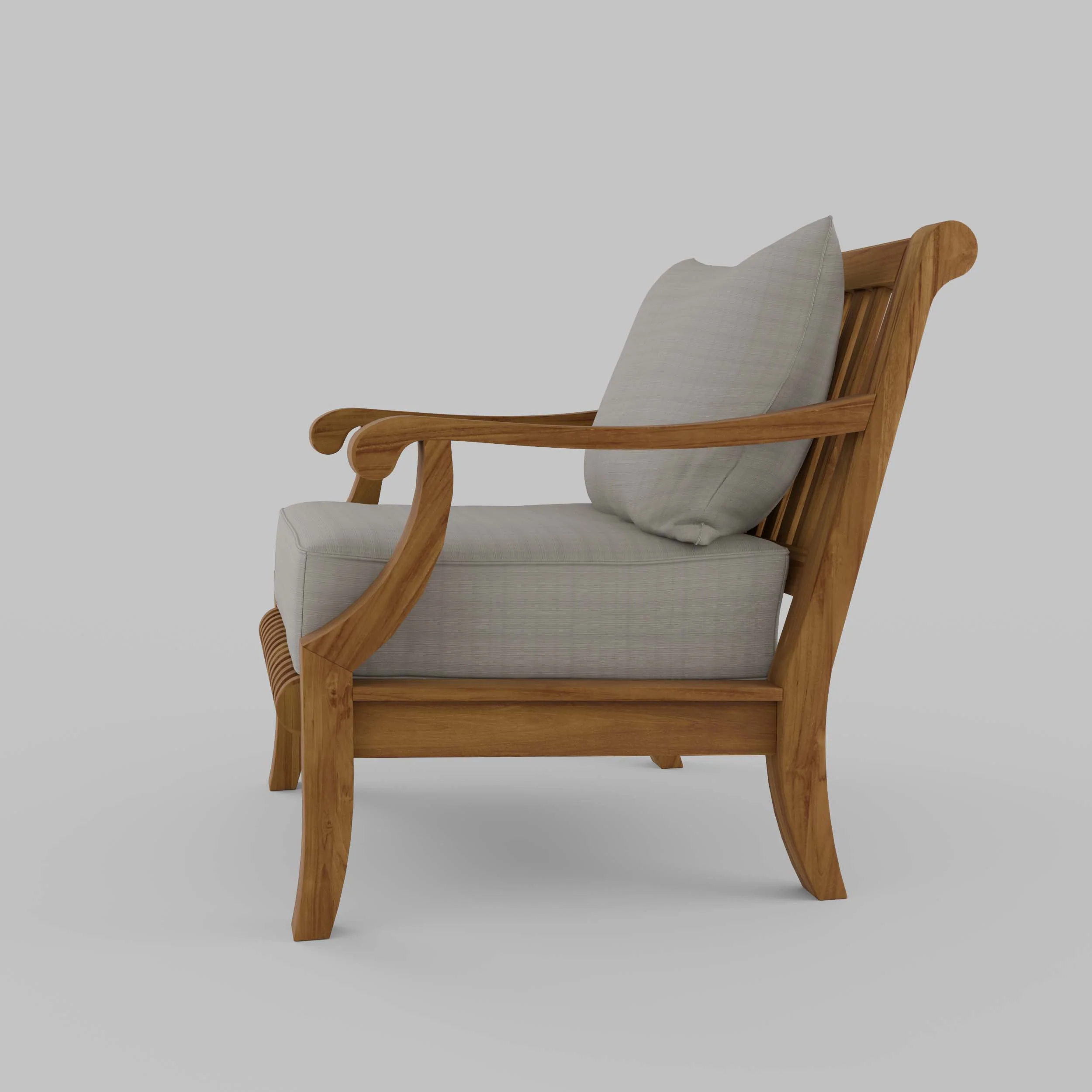 Mosko Teak Wood Outdoor Lounge Chair with Beige Cushion - Image 21