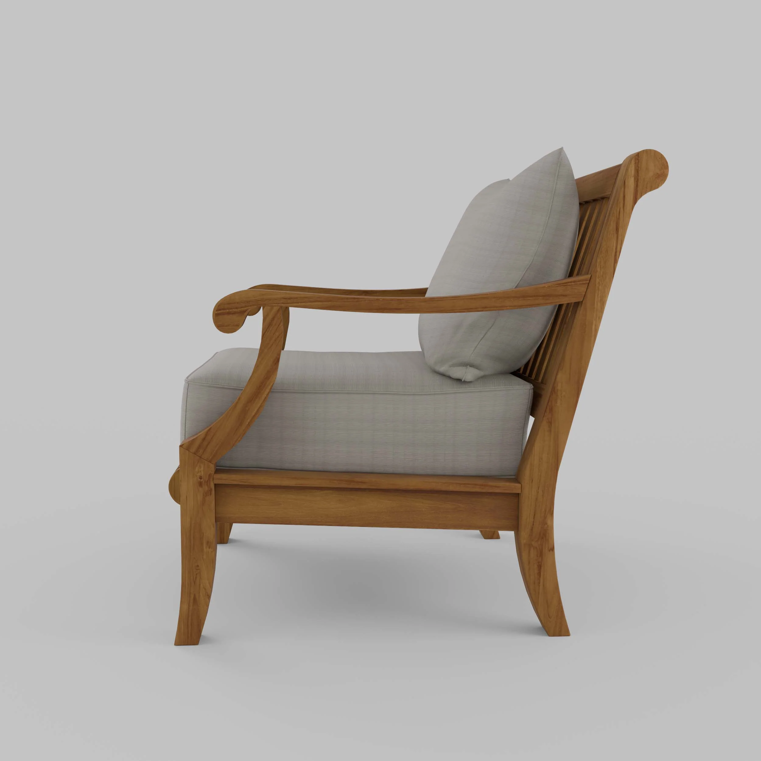 Mosko Teak Wood Outdoor Lounge Chair with Beige Cushion - Image 22