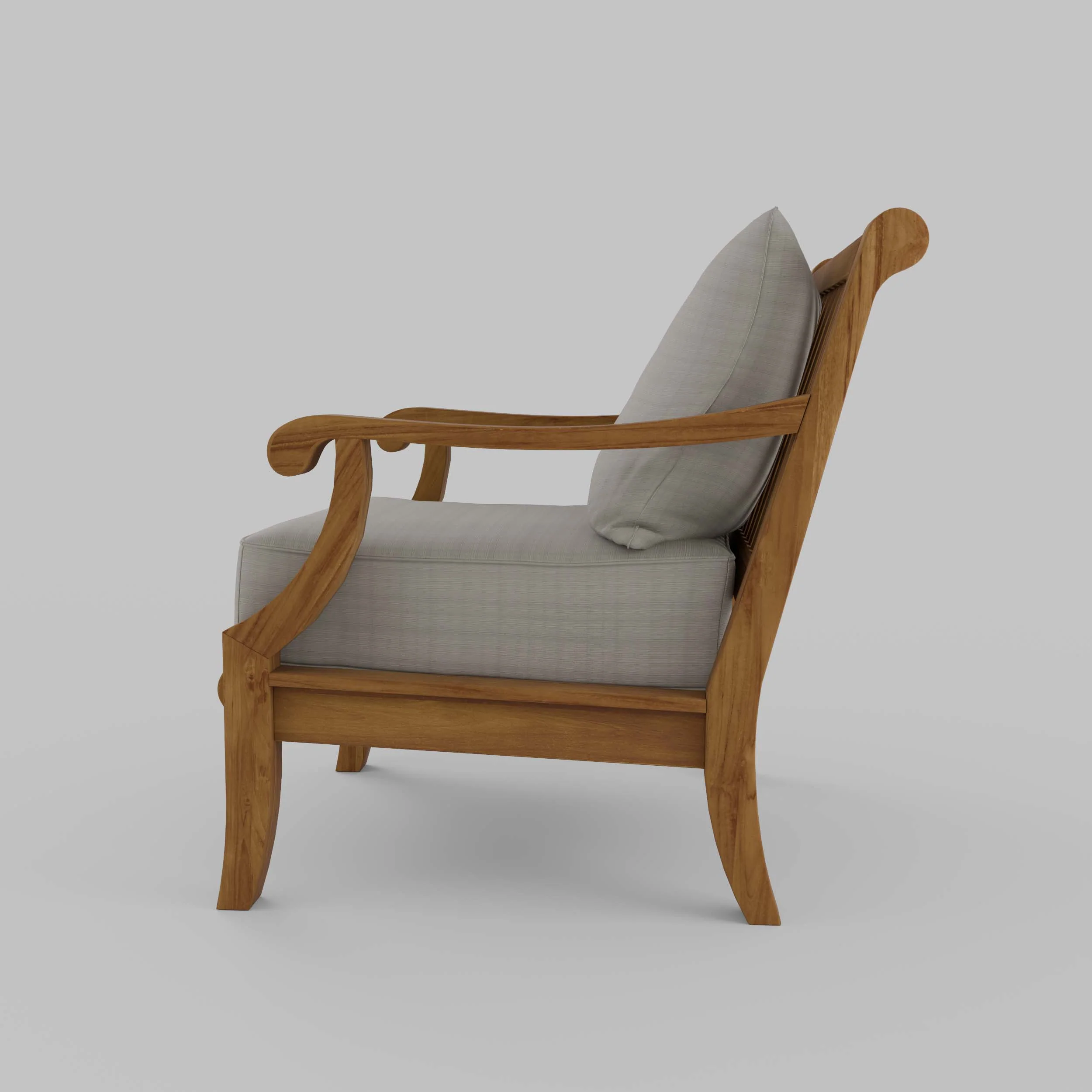 Mosko Teak Wood Outdoor Lounge Chair with Beige Cushion - Image 23