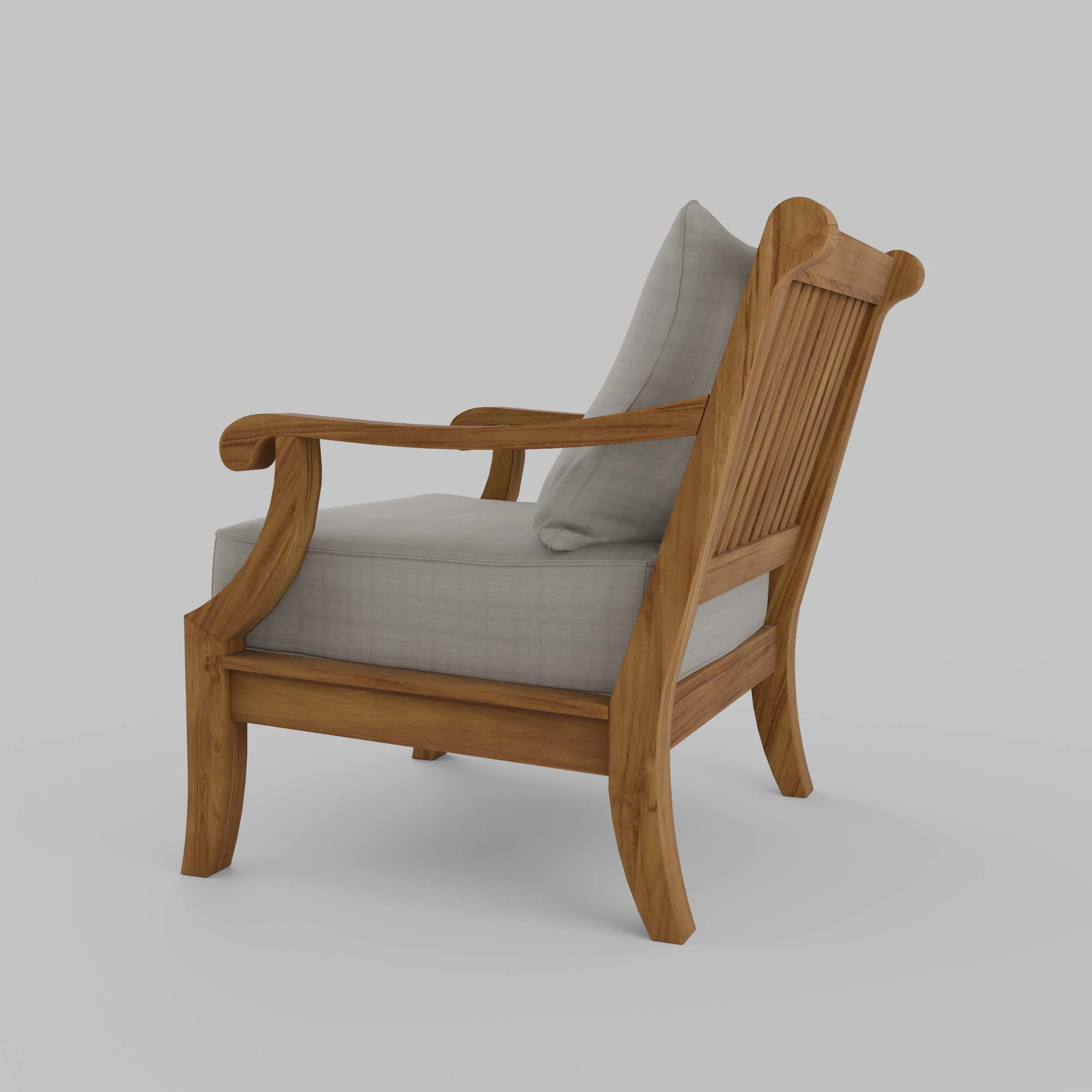 Mosko Teak Wood Outdoor Lounge Chair with Beige Cushion - Image 24