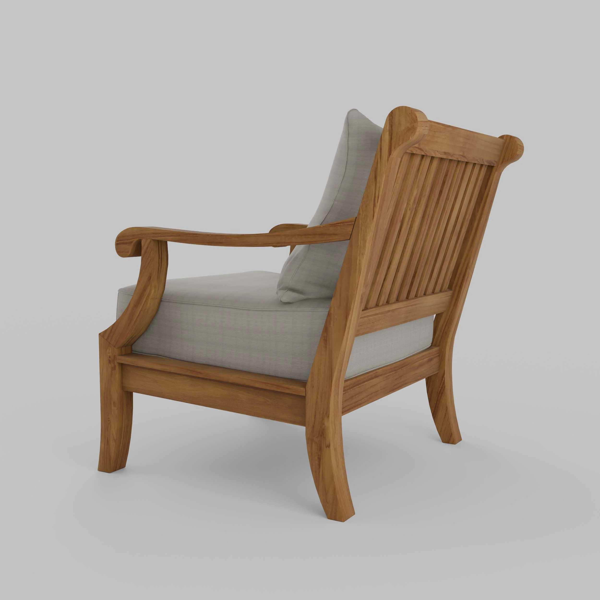Mosko Teak Wood Outdoor Lounge Chair with Beige Cushion - Image 25