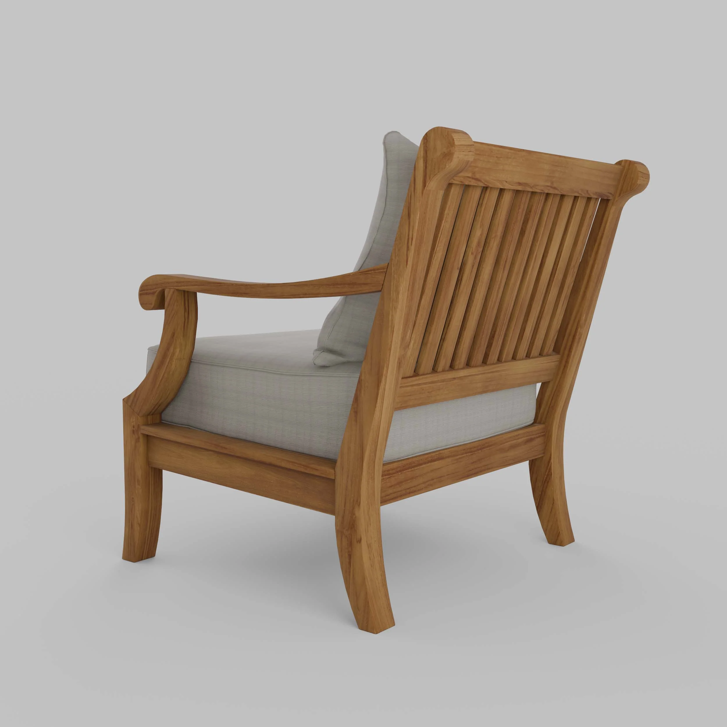 Mosko Teak Wood Outdoor Lounge Chair with Beige Cushion - Image 26