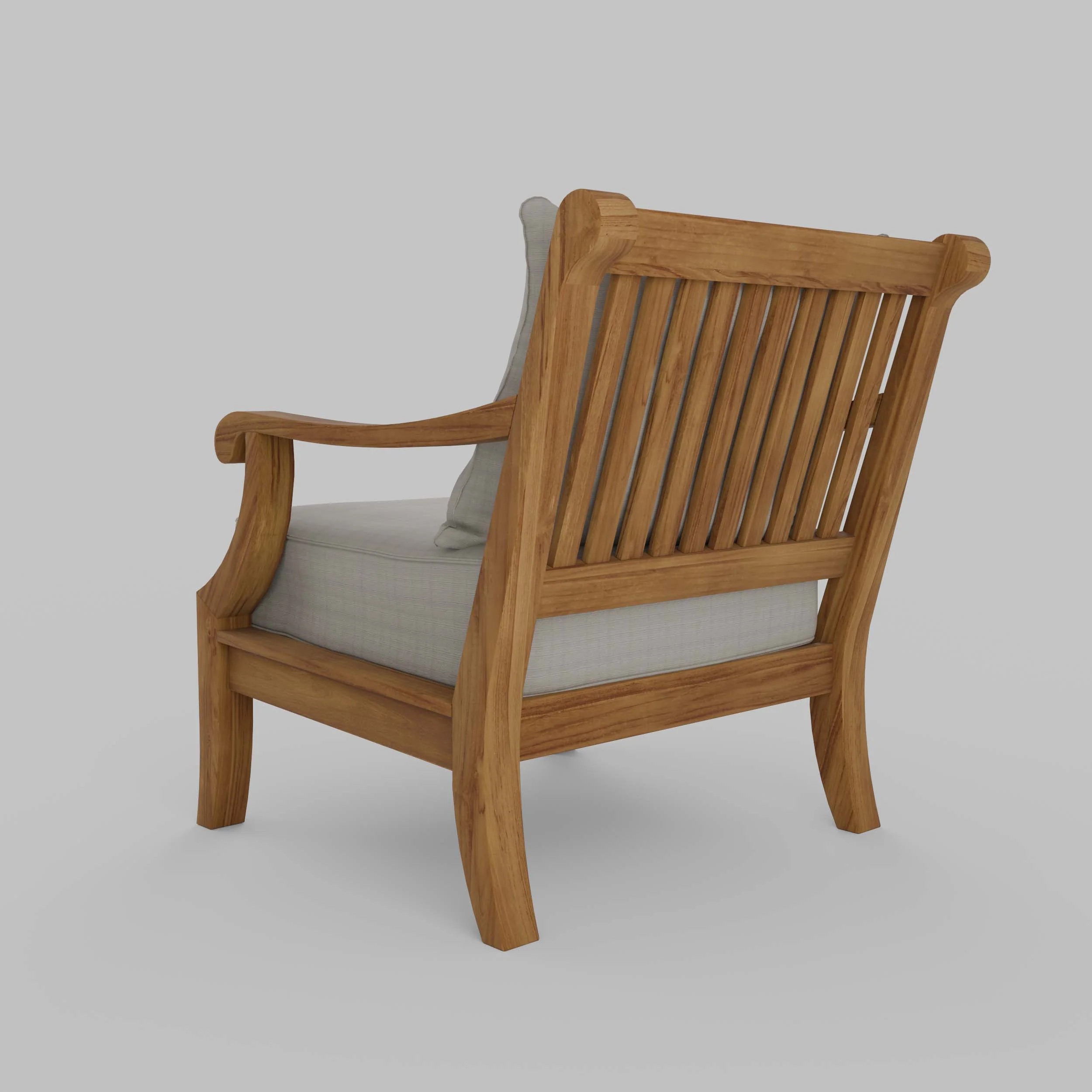 Mosko Teak Wood Outdoor Lounge Chair with Beige Cushion - Image 27