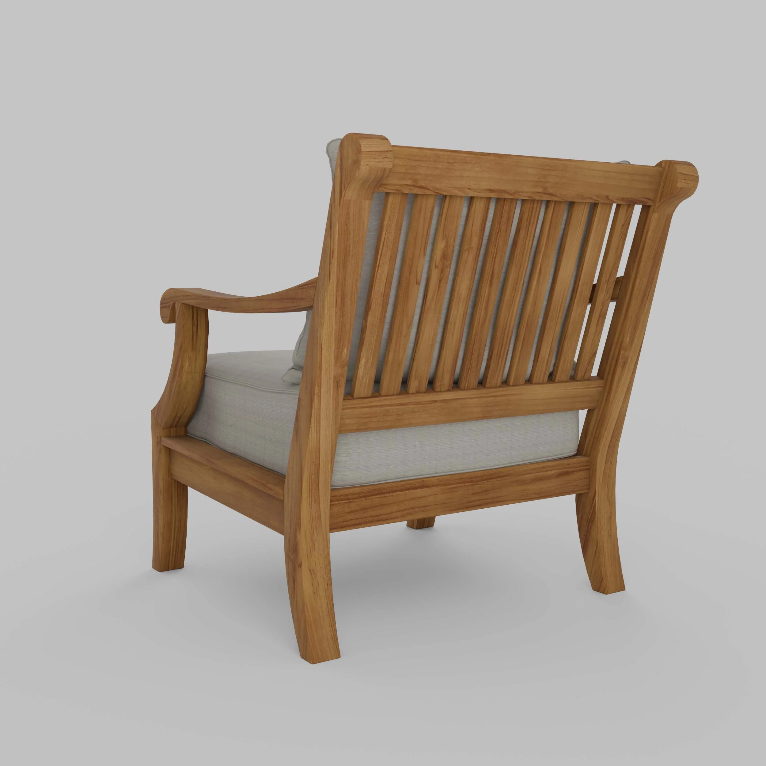 Mosko Teak Wood Outdoor Lounge Chair with Beige Cushion - Image 28