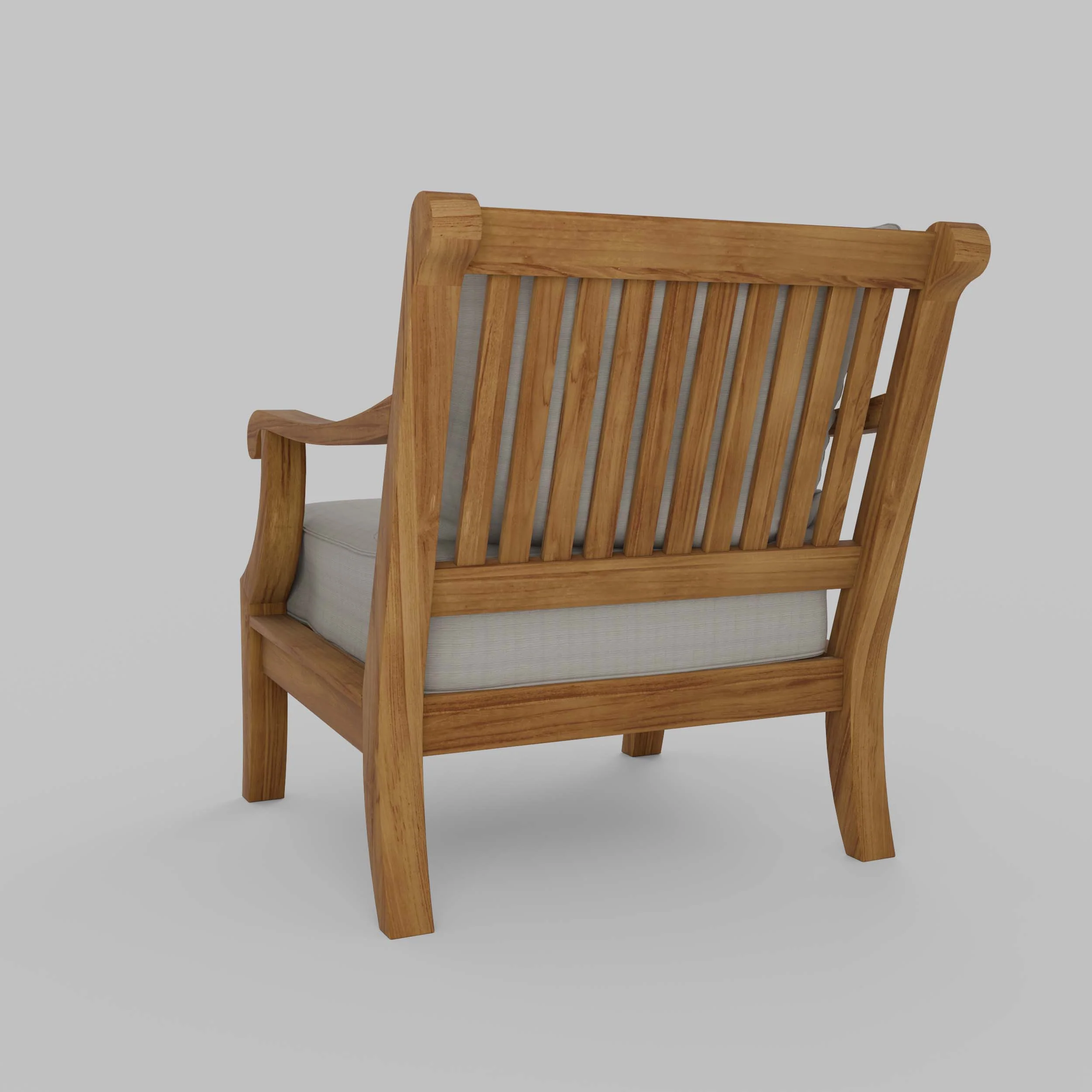 Mosko Teak Wood Outdoor Lounge Chair with Beige Cushion - Image 29