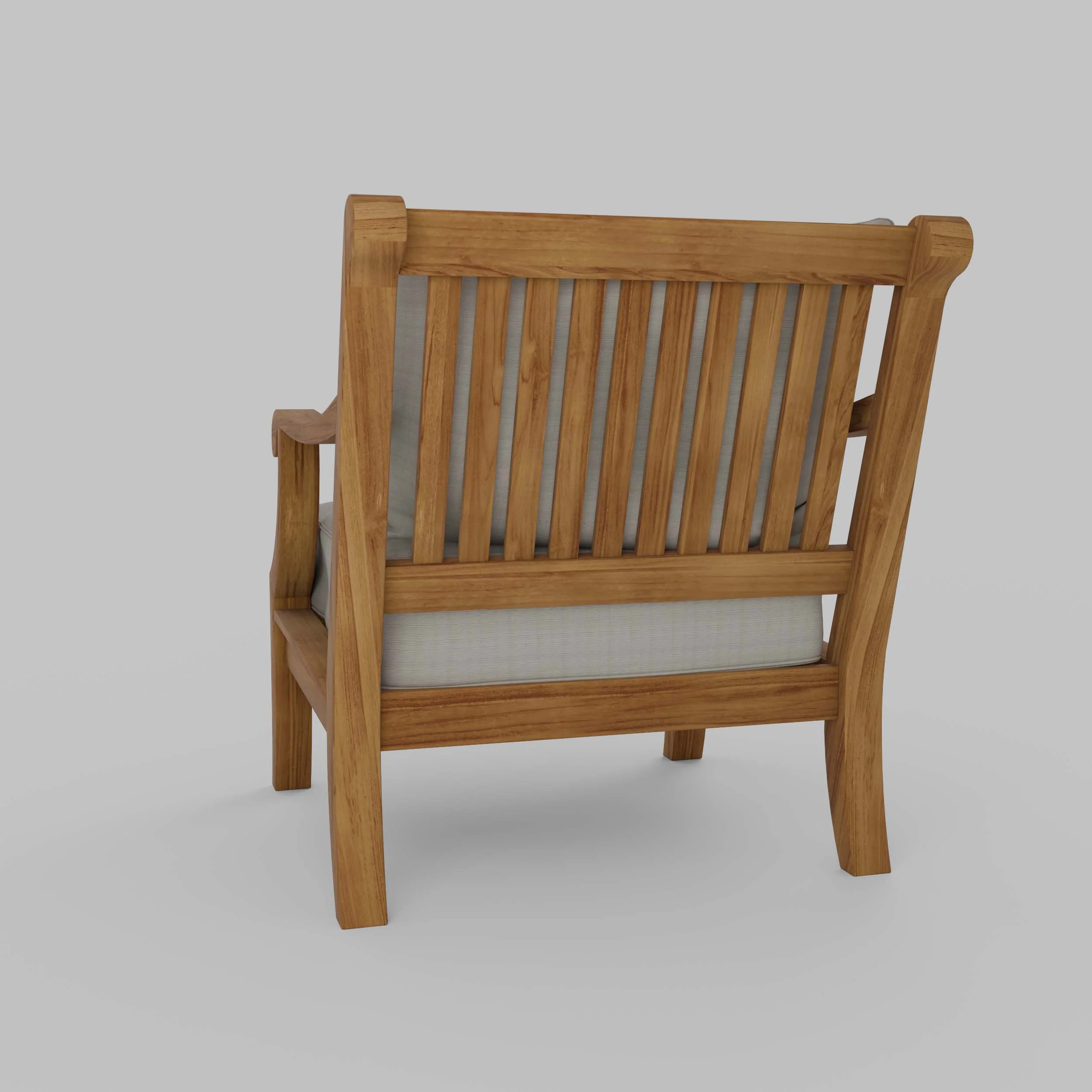 Mosko Teak Wood Outdoor Lounge Chair with Beige Cushion - Image 30