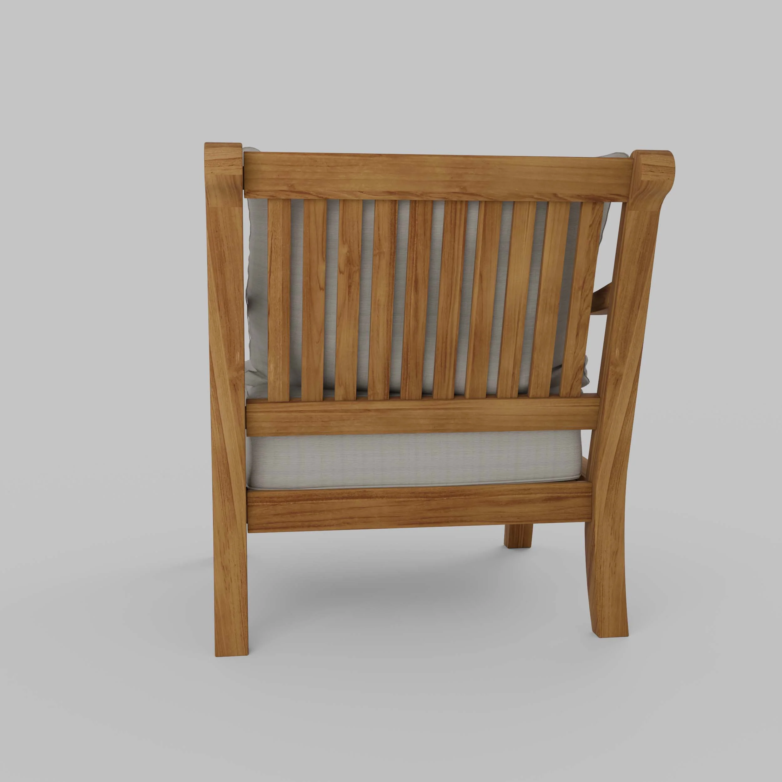 Mosko Teak Wood Outdoor Lounge Chair with Beige Cushion - Image 31
