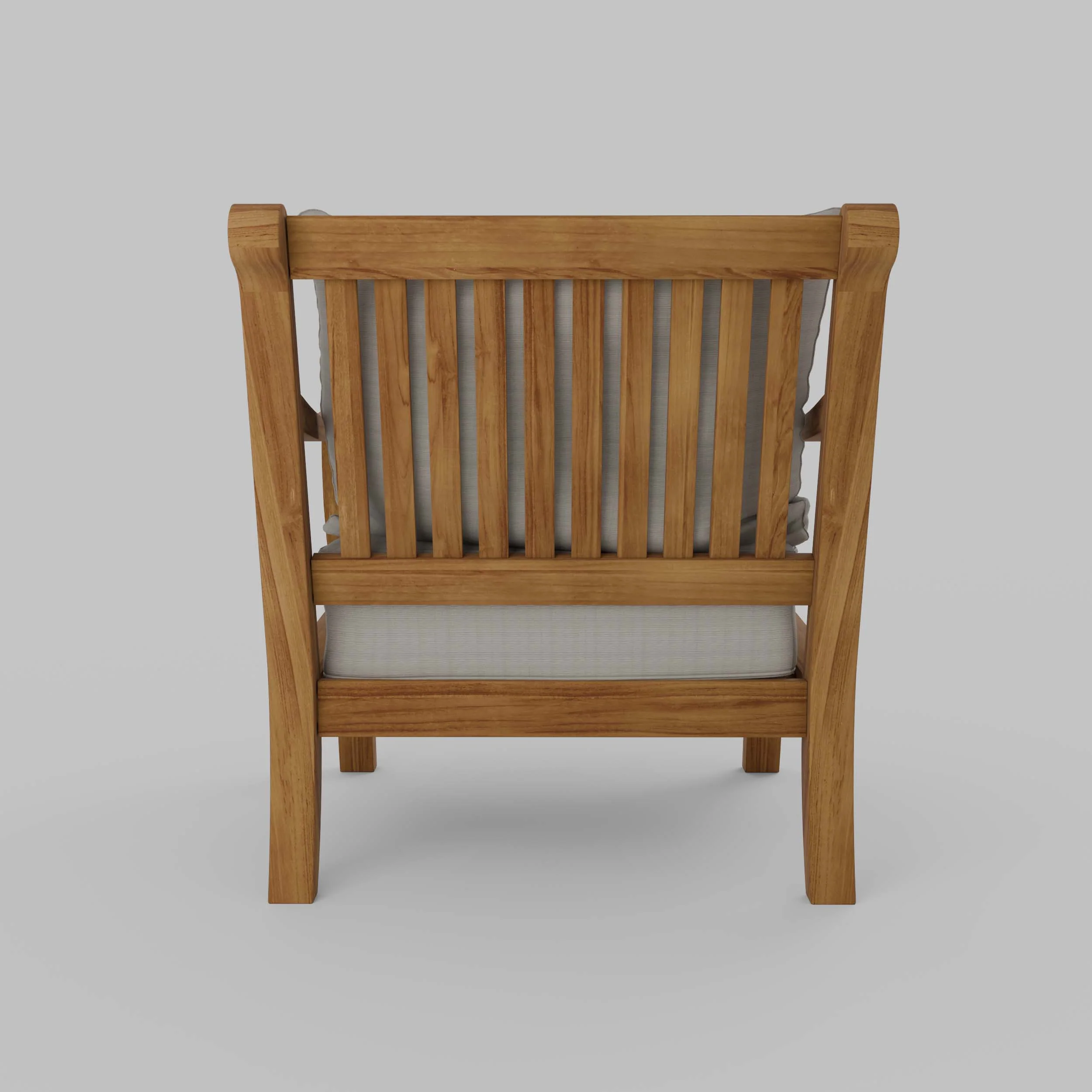 Mosko Teak Wood Outdoor Lounge Chair with Beige Cushion - Image 32