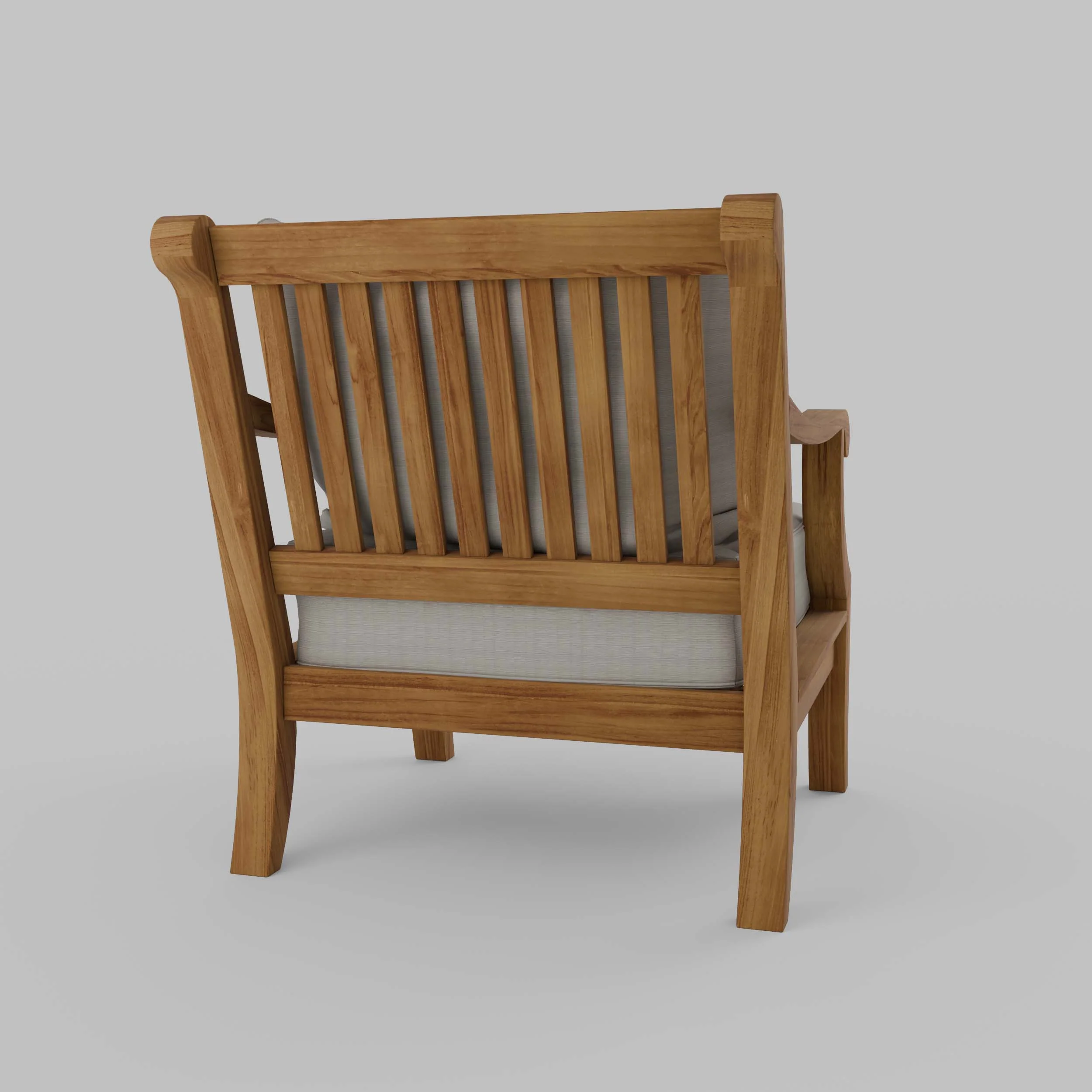 Mosko Teak Wood Outdoor Lounge Chair with Beige Cushion - Image 34