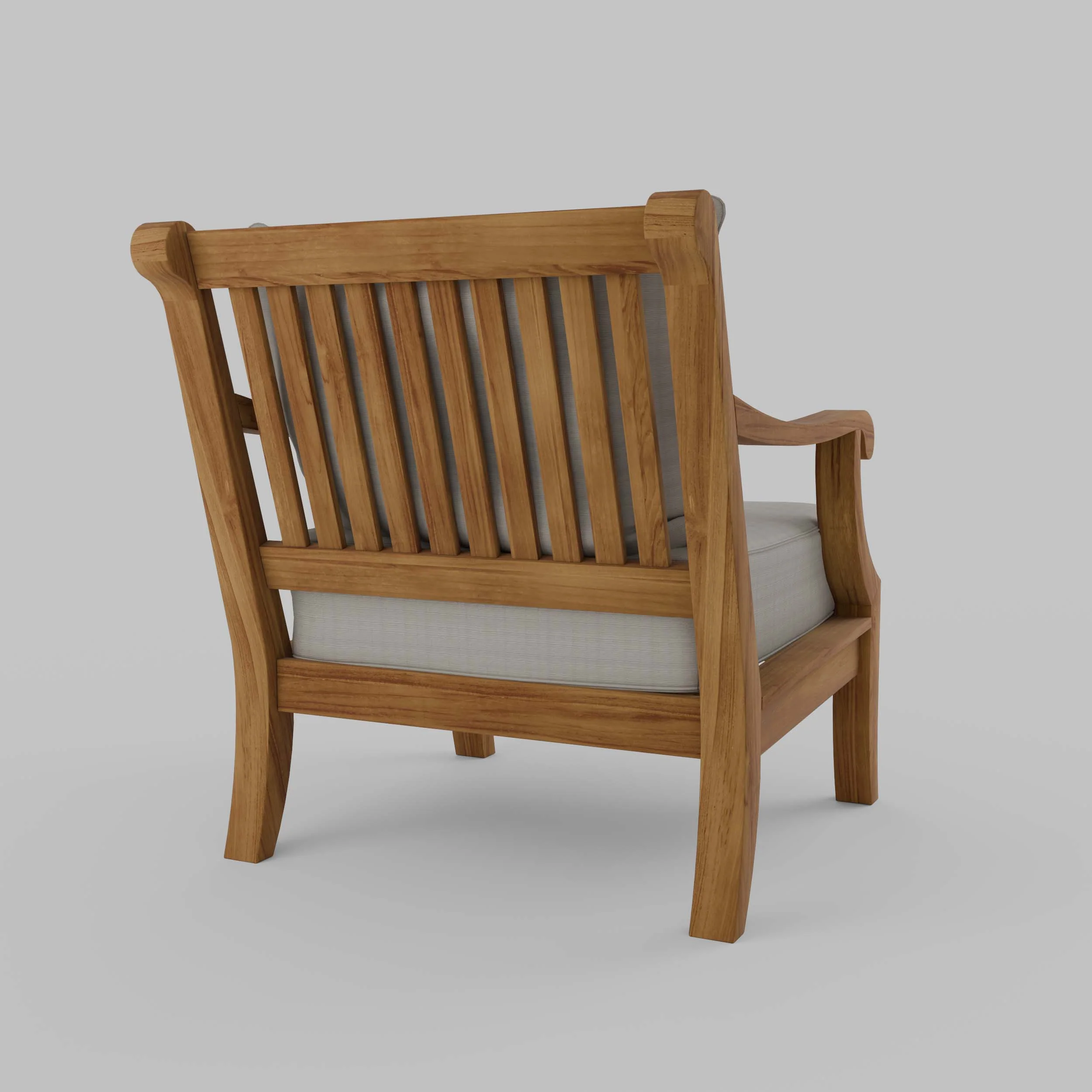 Mosko Teak Wood Outdoor Lounge Chair with Beige Cushion - Image 35