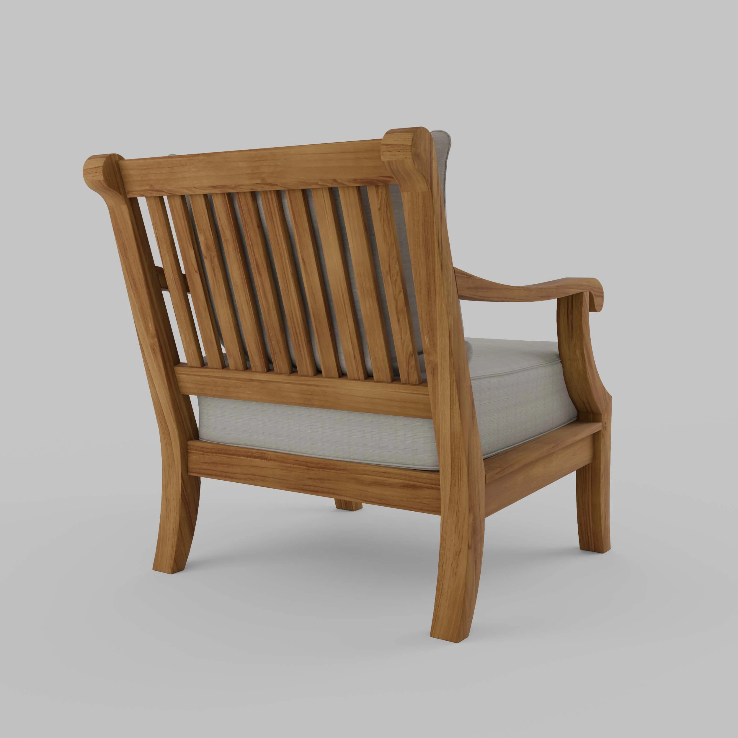 Mosko Teak Wood Outdoor Lounge Chair with Beige Cushion - Image 36