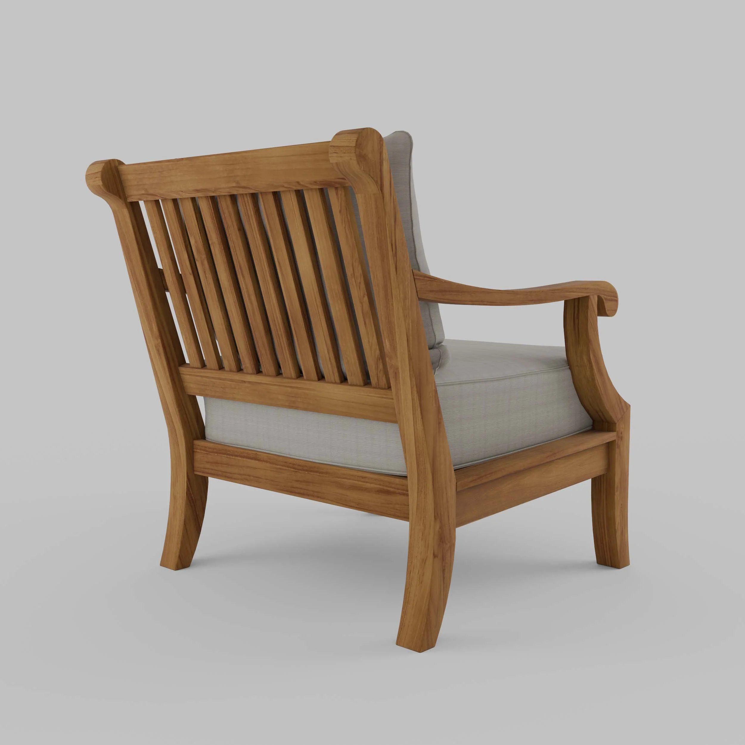 Mosko Teak Wood Outdoor Lounge Chair with Beige Cushion - Image 37