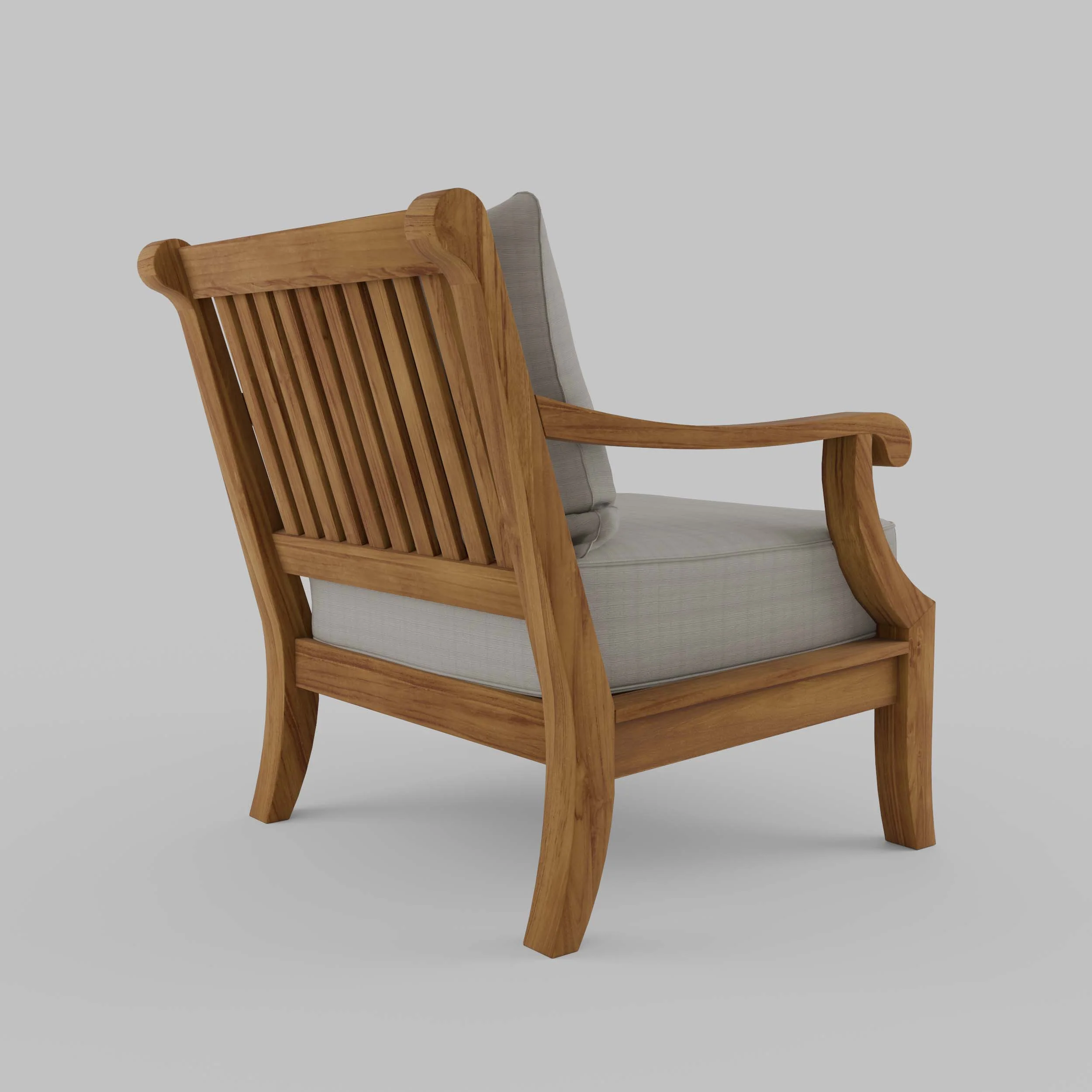 Mosko Teak Wood Outdoor Lounge Chair with Beige Cushion - Image 38