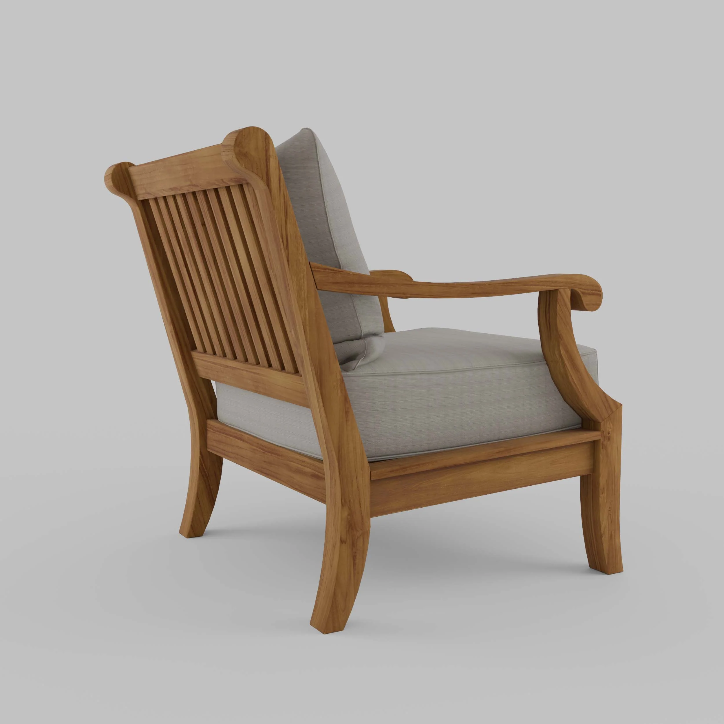 Mosko Teak Wood Outdoor Lounge Chair with Beige Cushion - Image 39