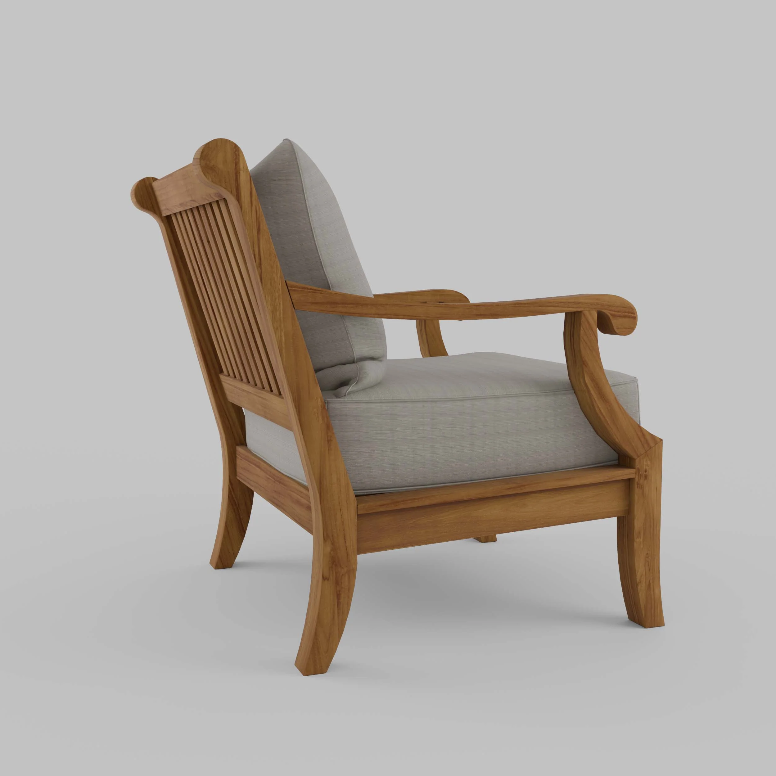 Mosko Teak Wood Outdoor Lounge Chair with Beige Cushion - Image 40