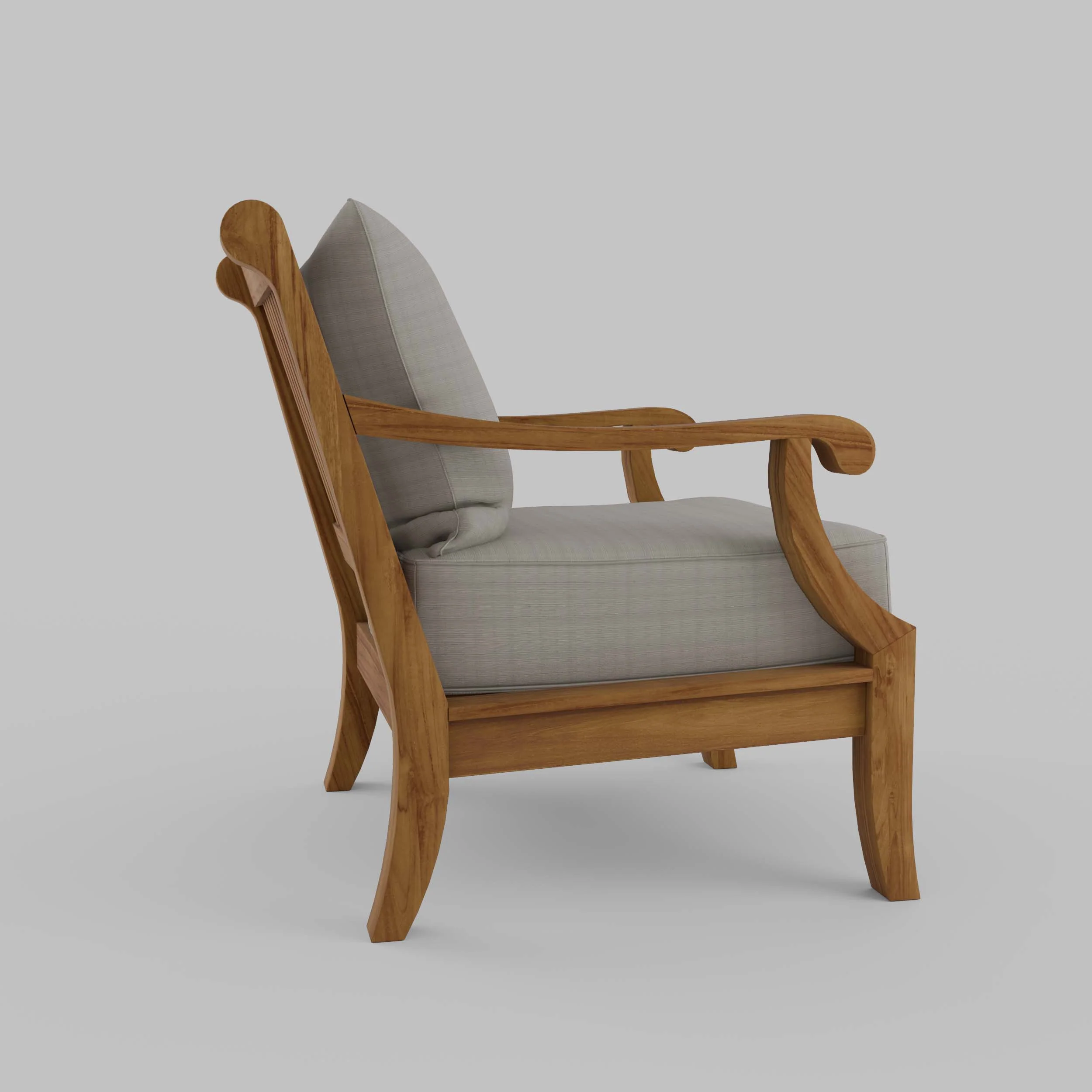 Mosko Teak Wood Outdoor Lounge Chair with Beige Cushion - Image 41