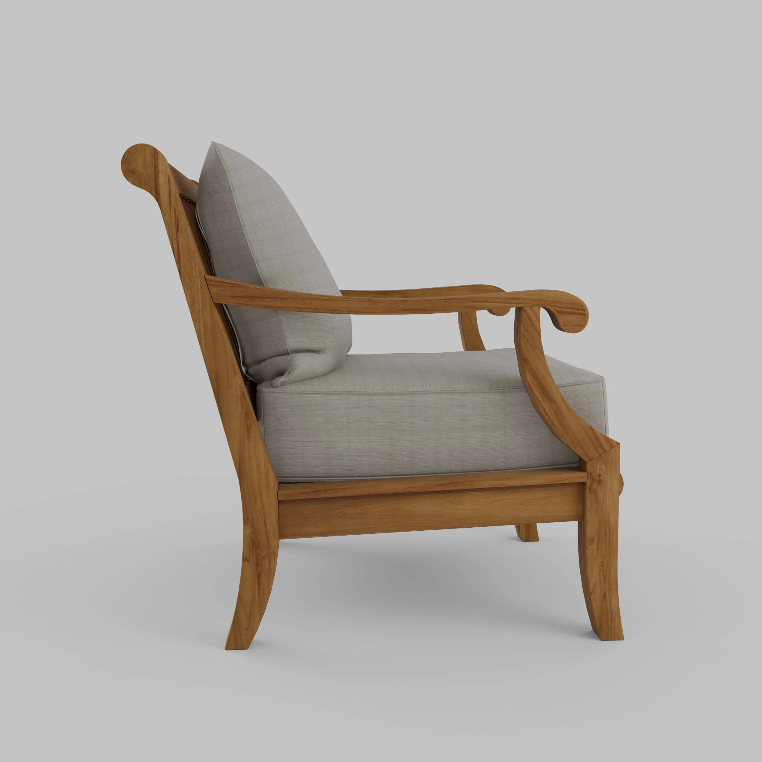 Mosko Teak Wood Outdoor Lounge Chair with Beige Cushion - Image 42