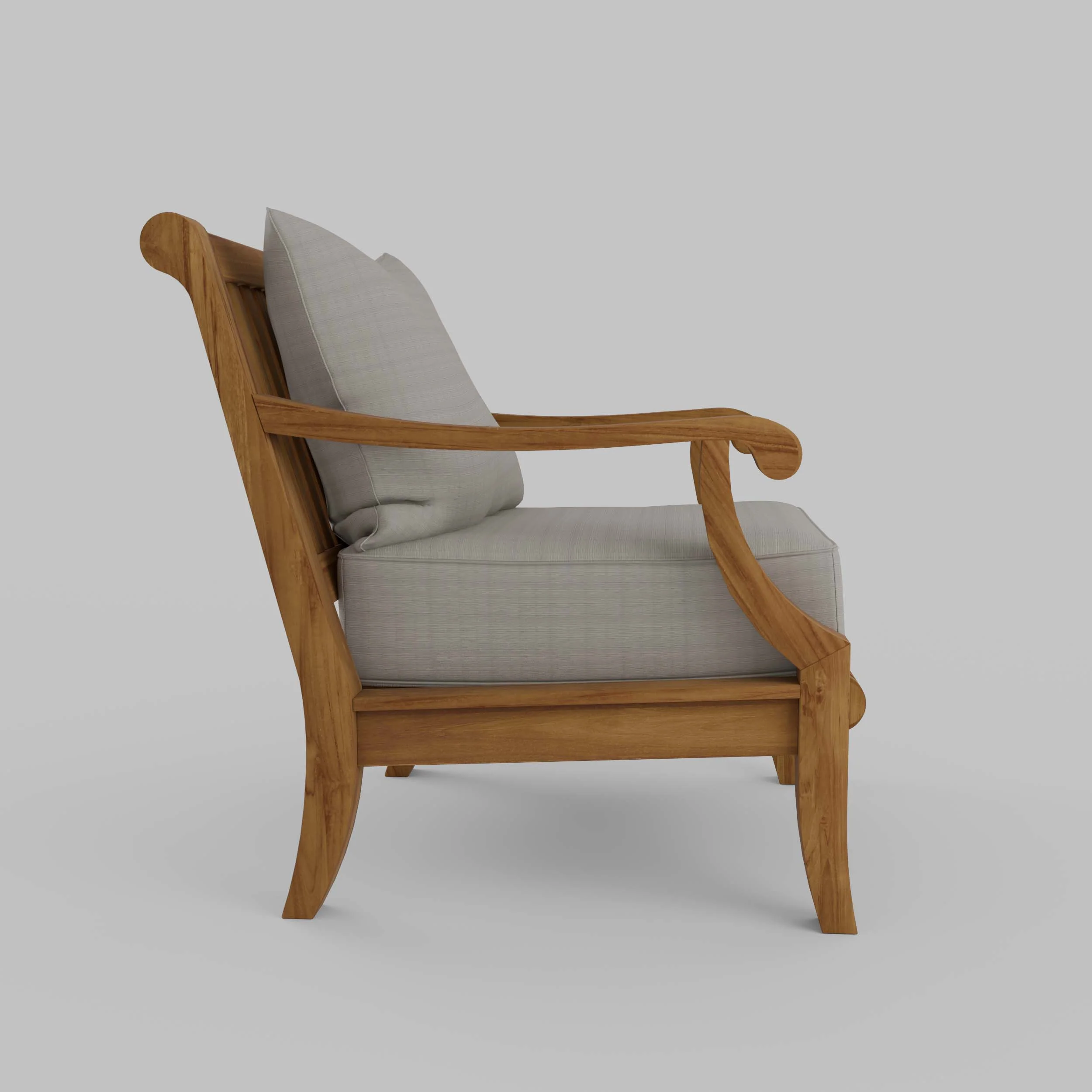 Mosko Teak Wood Outdoor Lounge Chair with Beige Cushion - Image 43