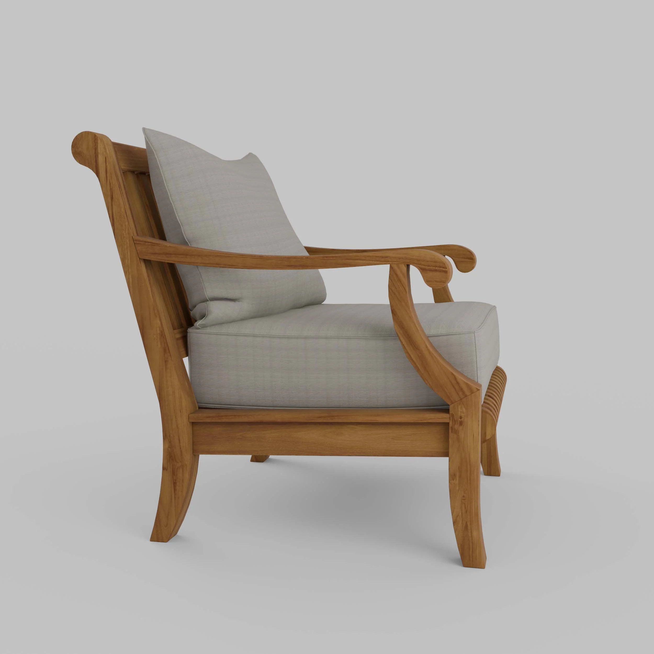 Mosko Teak Wood Outdoor Lounge Chair with Beige Cushion - Image 44