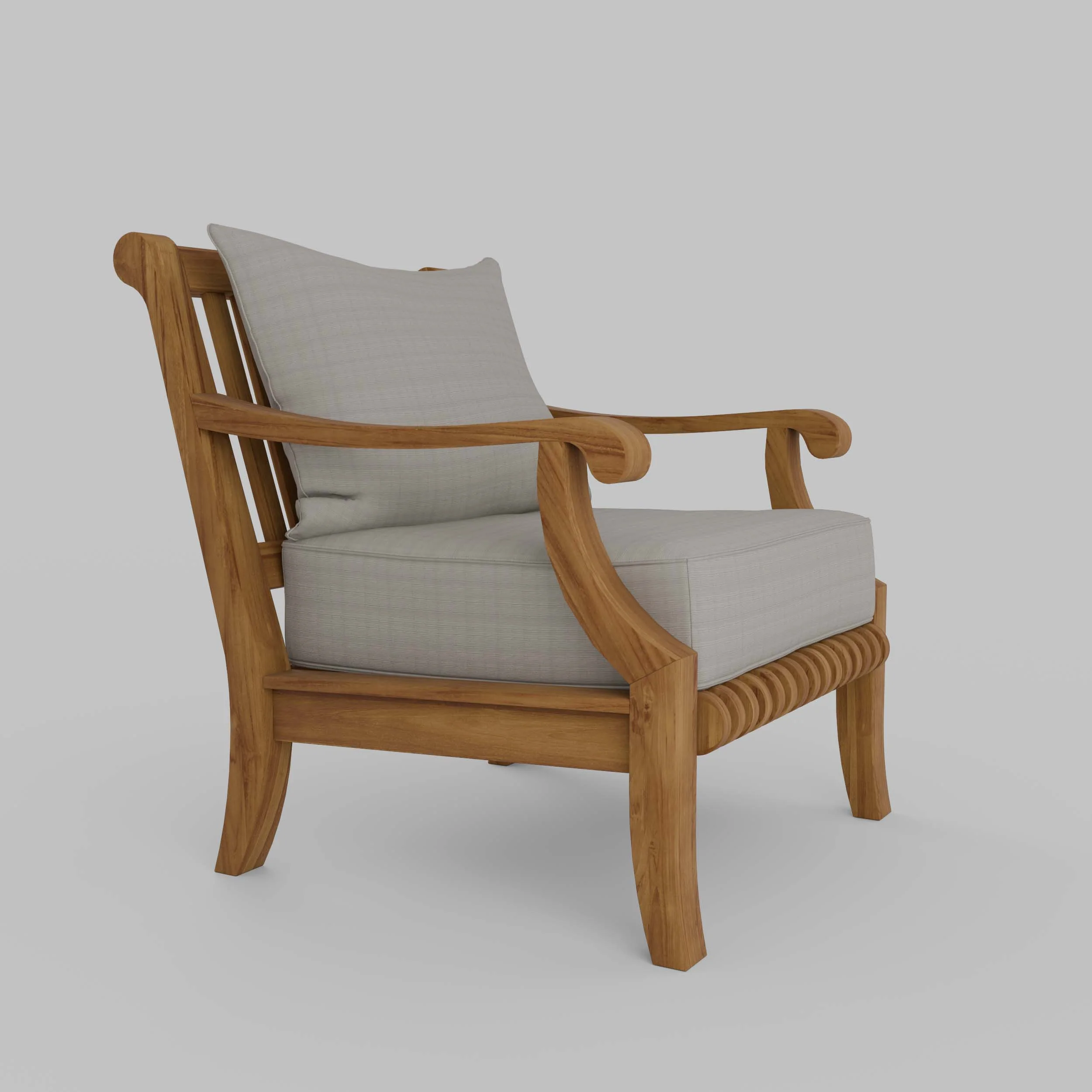 Mosko Teak Wood Outdoor Lounge Chair with Beige Cushion - Image 46