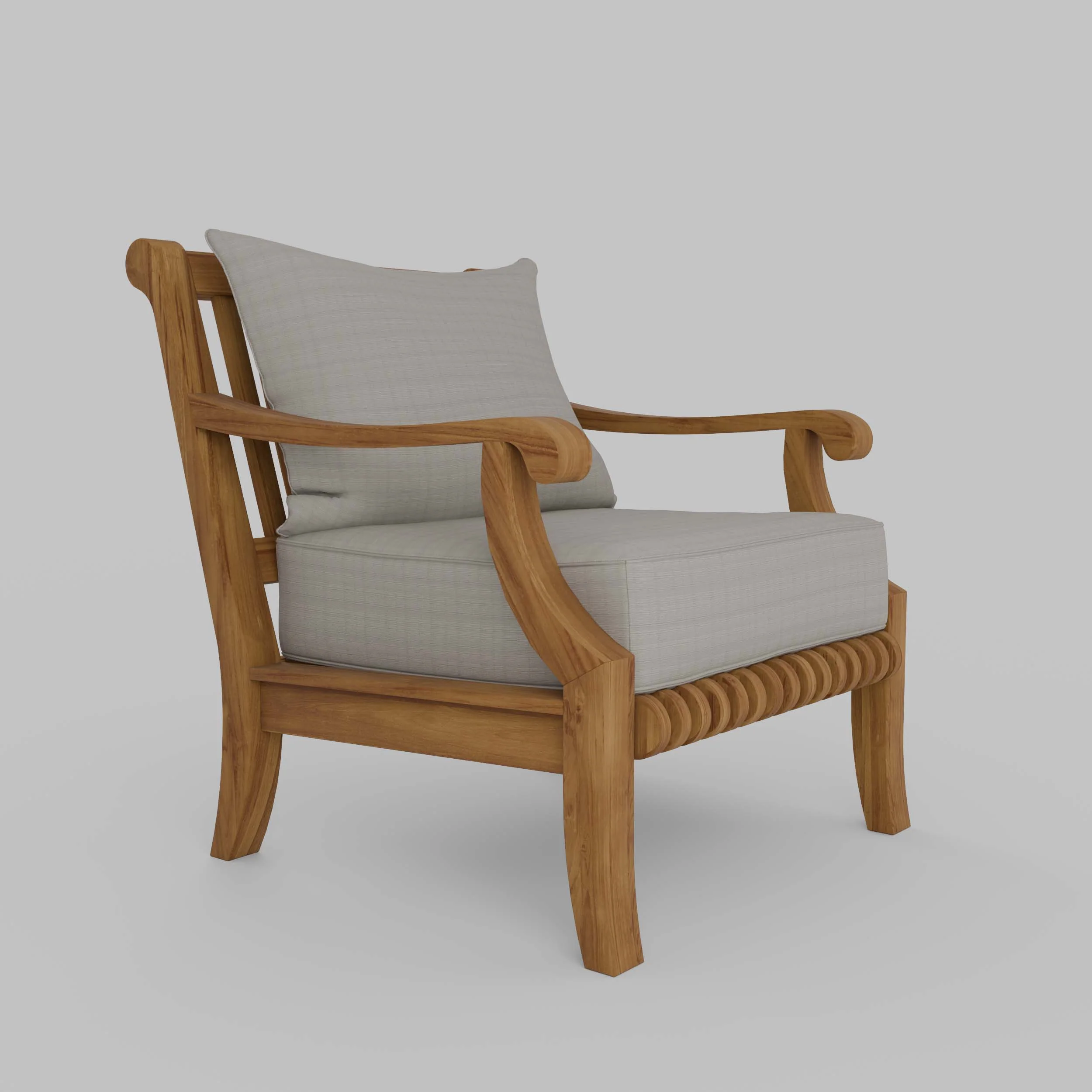 Mosko Teak Wood Outdoor Lounge Chair with Beige Cushion - Image 47