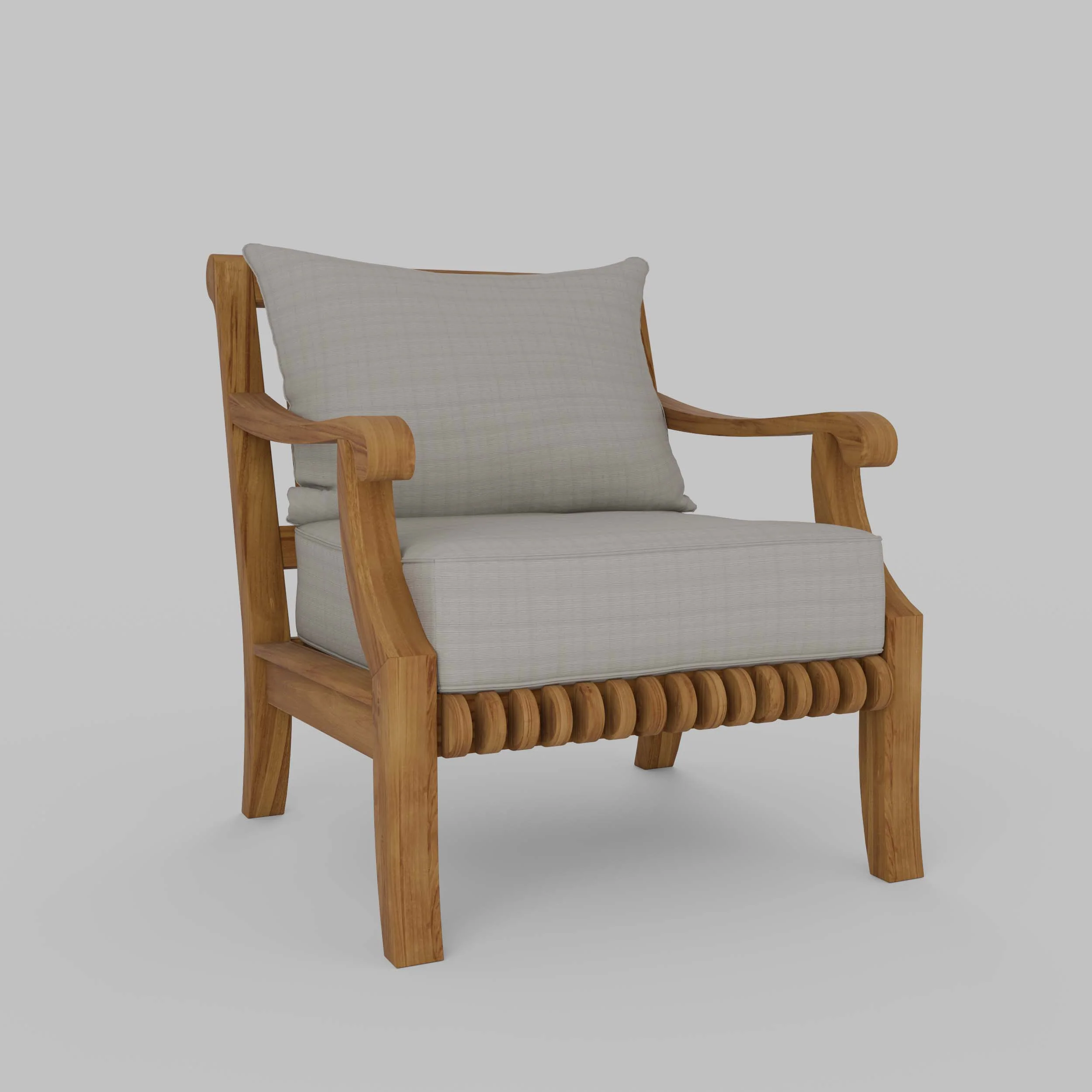 Mosko Teak Wood Outdoor Lounge Chair with Beige Cushion - Image 50