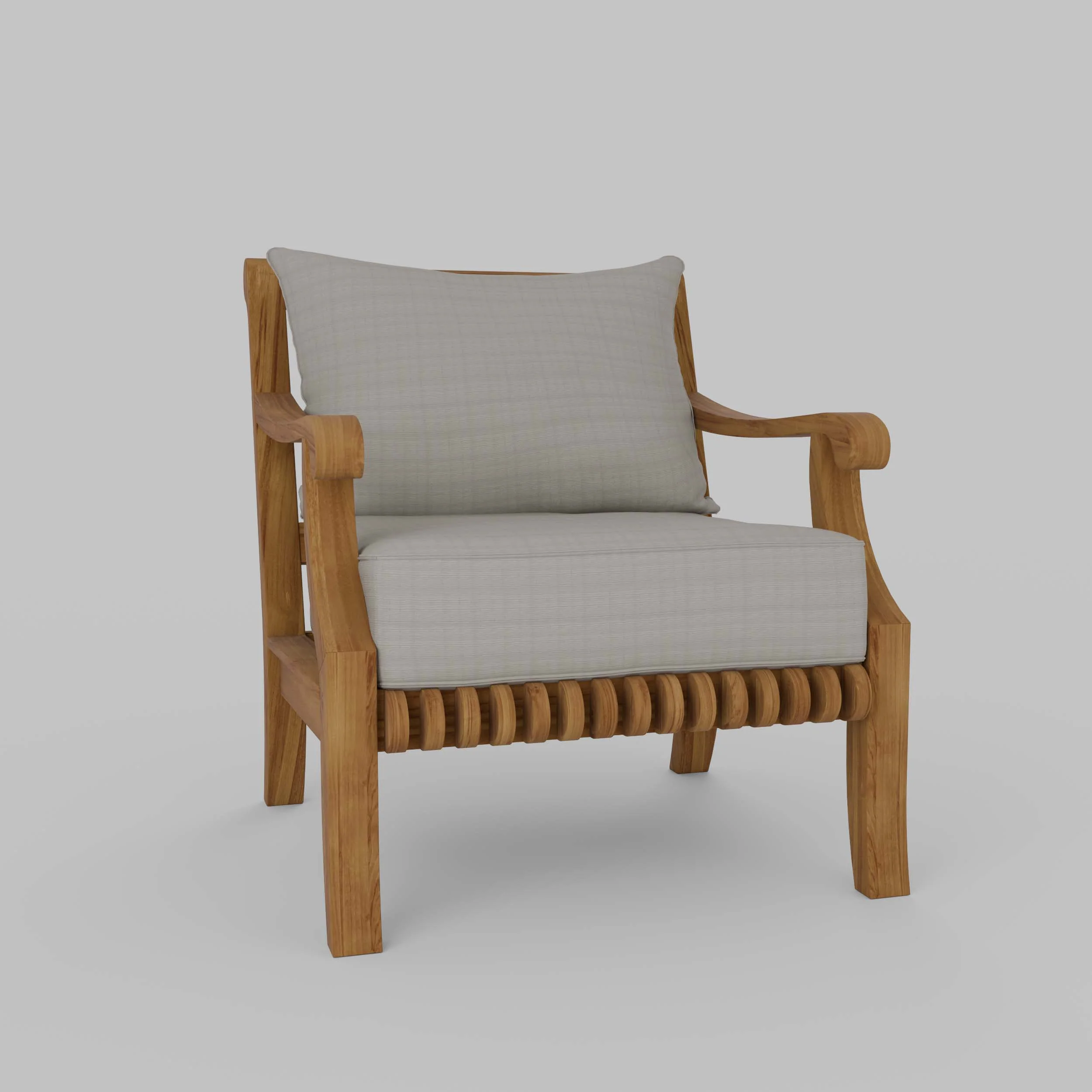 Mosko Teak Wood Outdoor Lounge Chair with Beige Cushion - Image 51