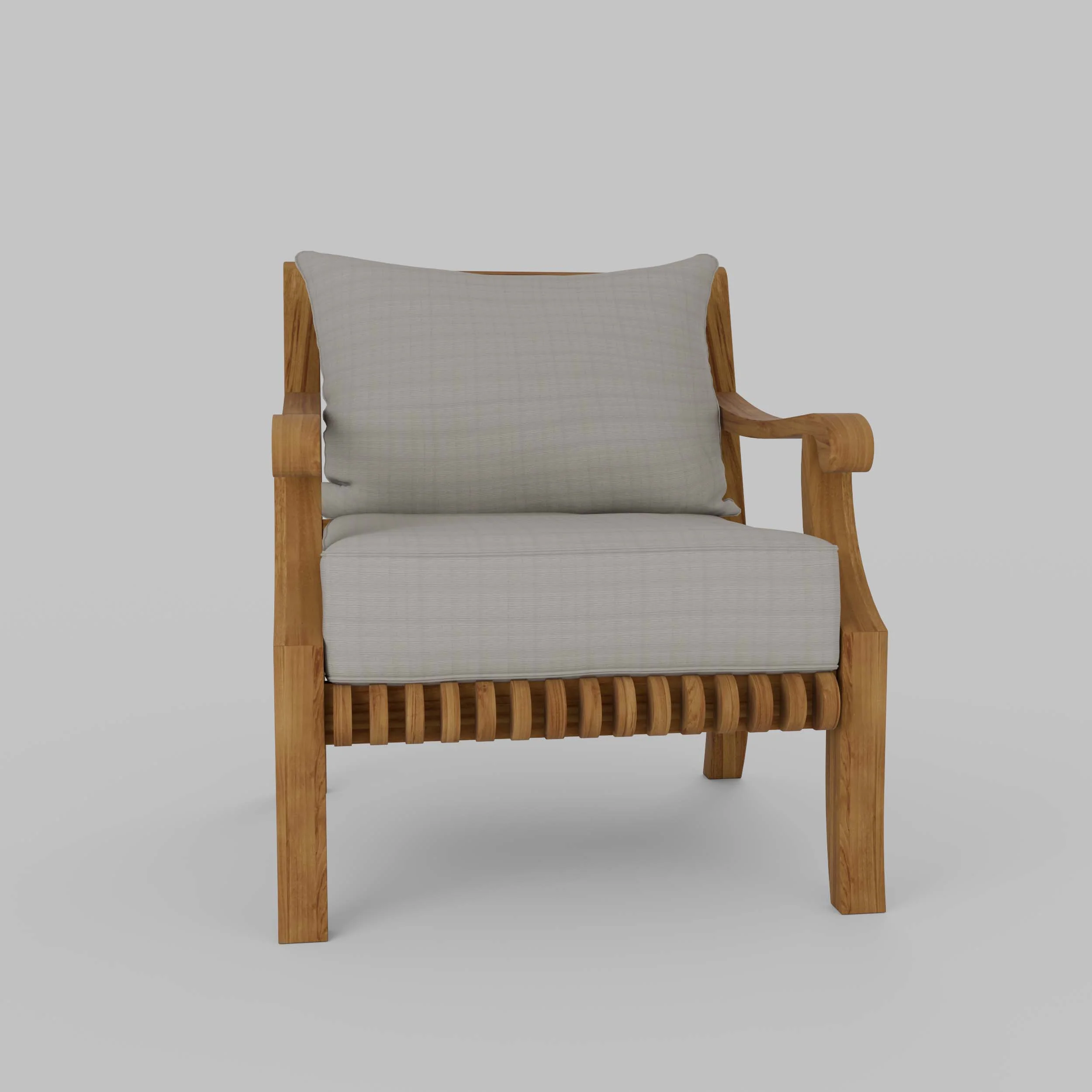 Mosko Teak Wood Outdoor Lounge Chair with Beige Cushion - Image 52