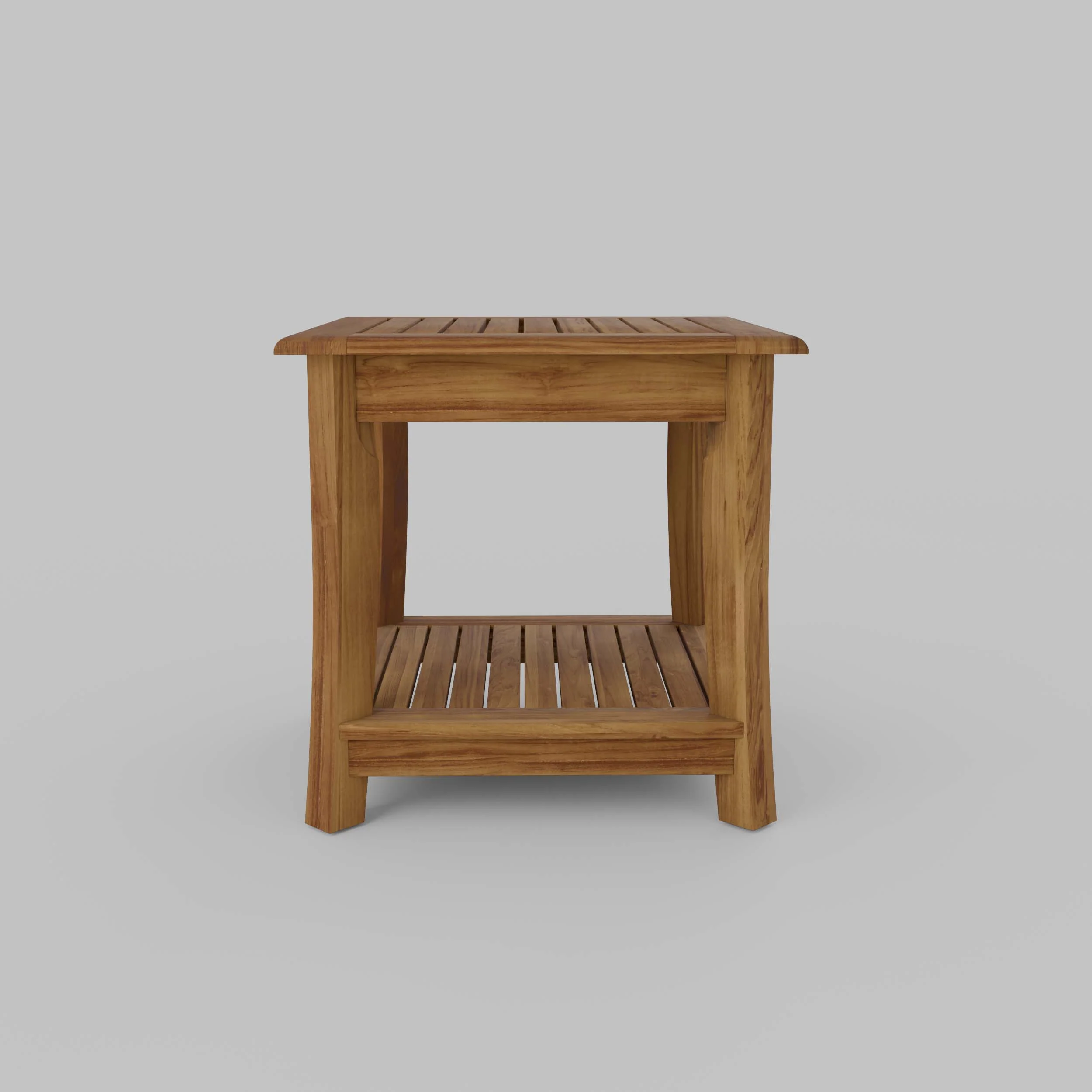 Mosko Teak Wood Outdoor Side Table with Shelf - Image 12