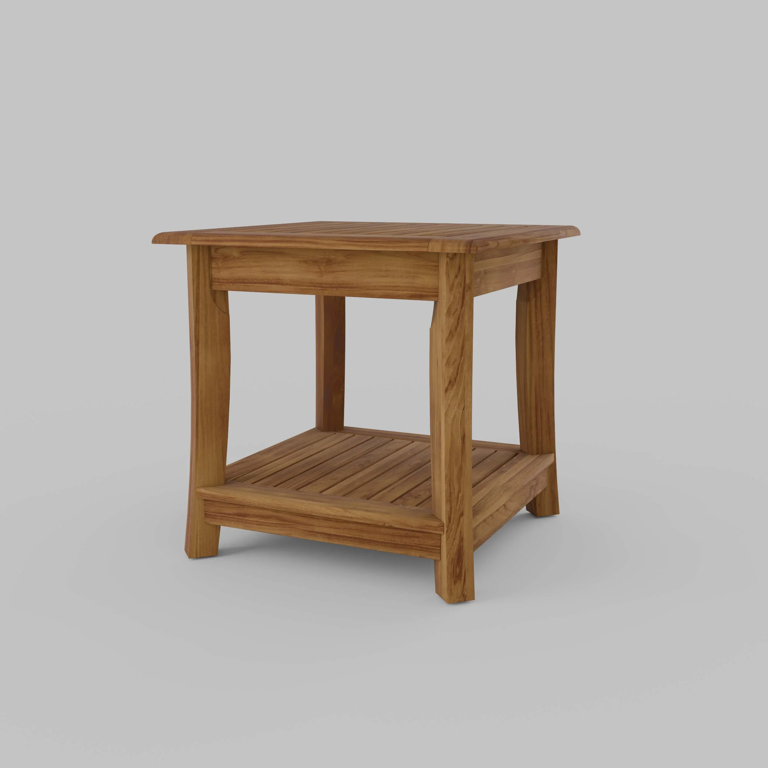 Mosko Teak Wood Outdoor Side Table with Shelf - Image 15