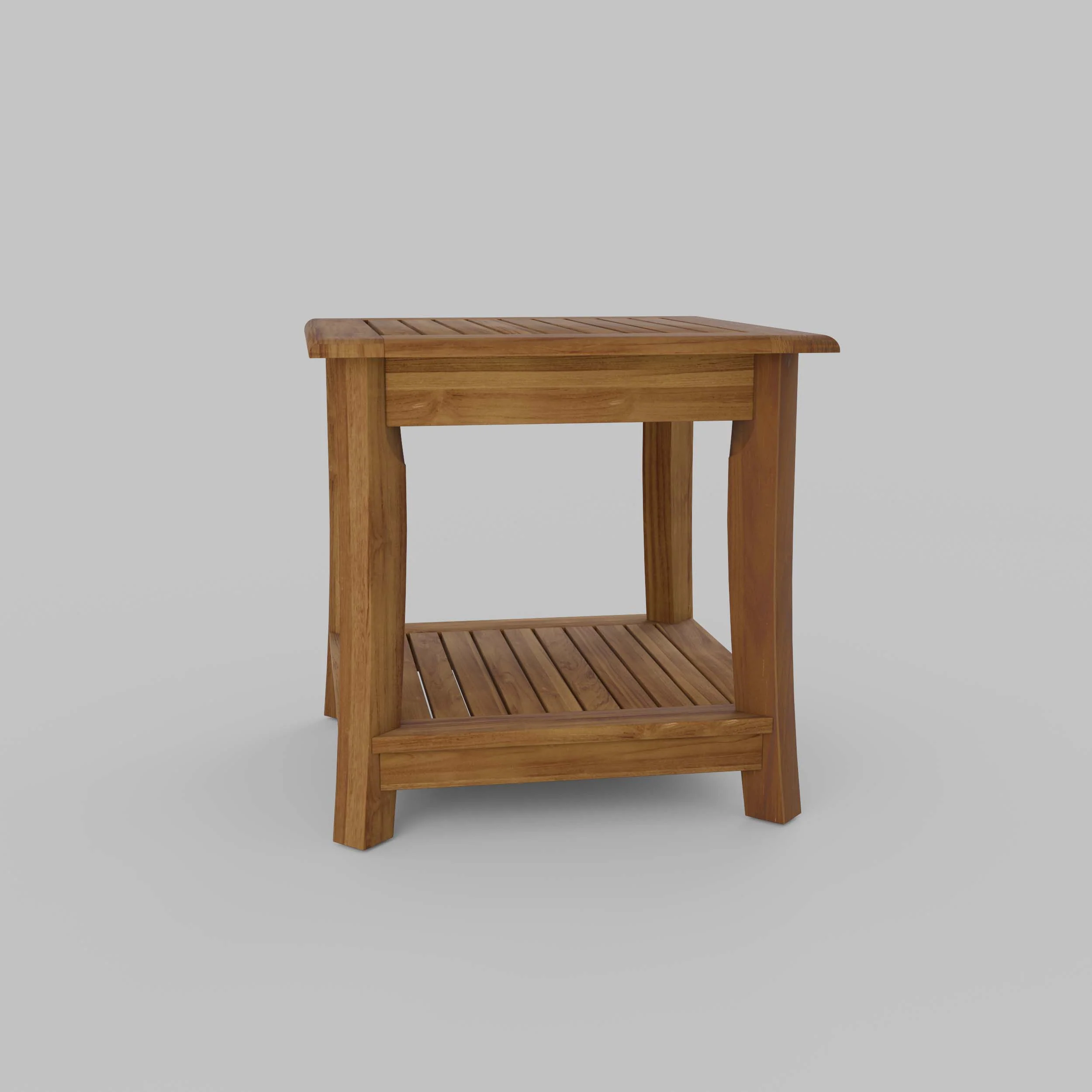 Mosko Teak Wood Outdoor Side Table with Shelf - Image 32