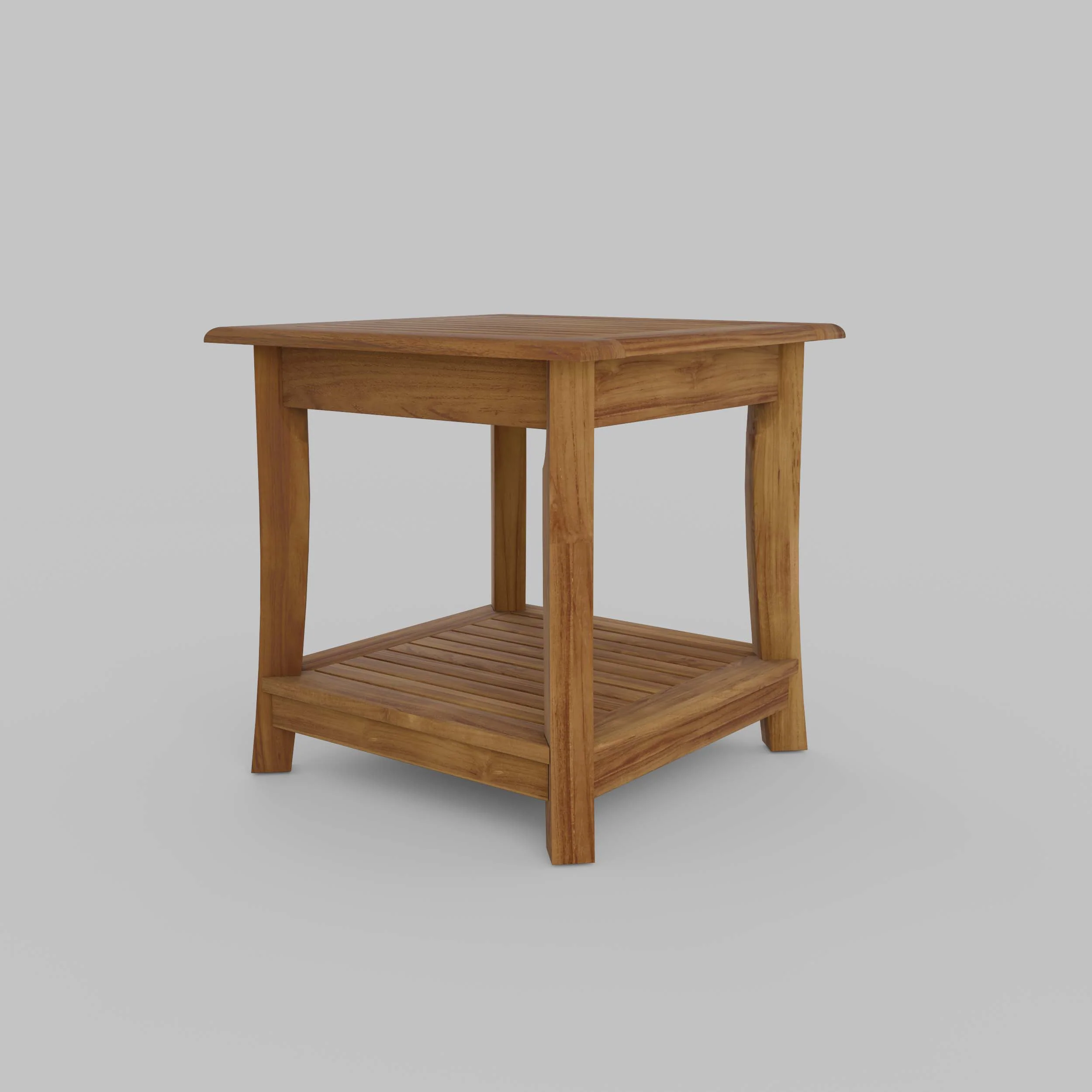 Mosko Teak Wood Outdoor Side Table with Shelf - Image 48
