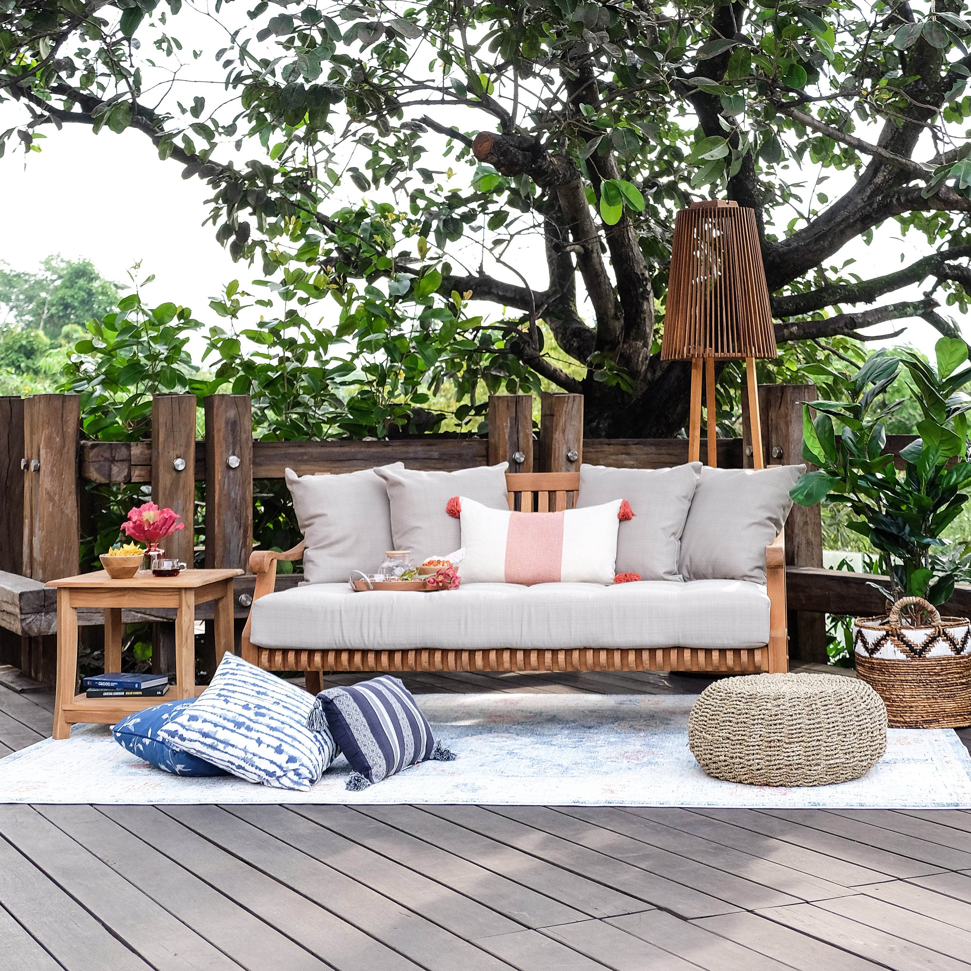 Mosko Teak Wood Outdoor Side Table with Shelf - Image 7