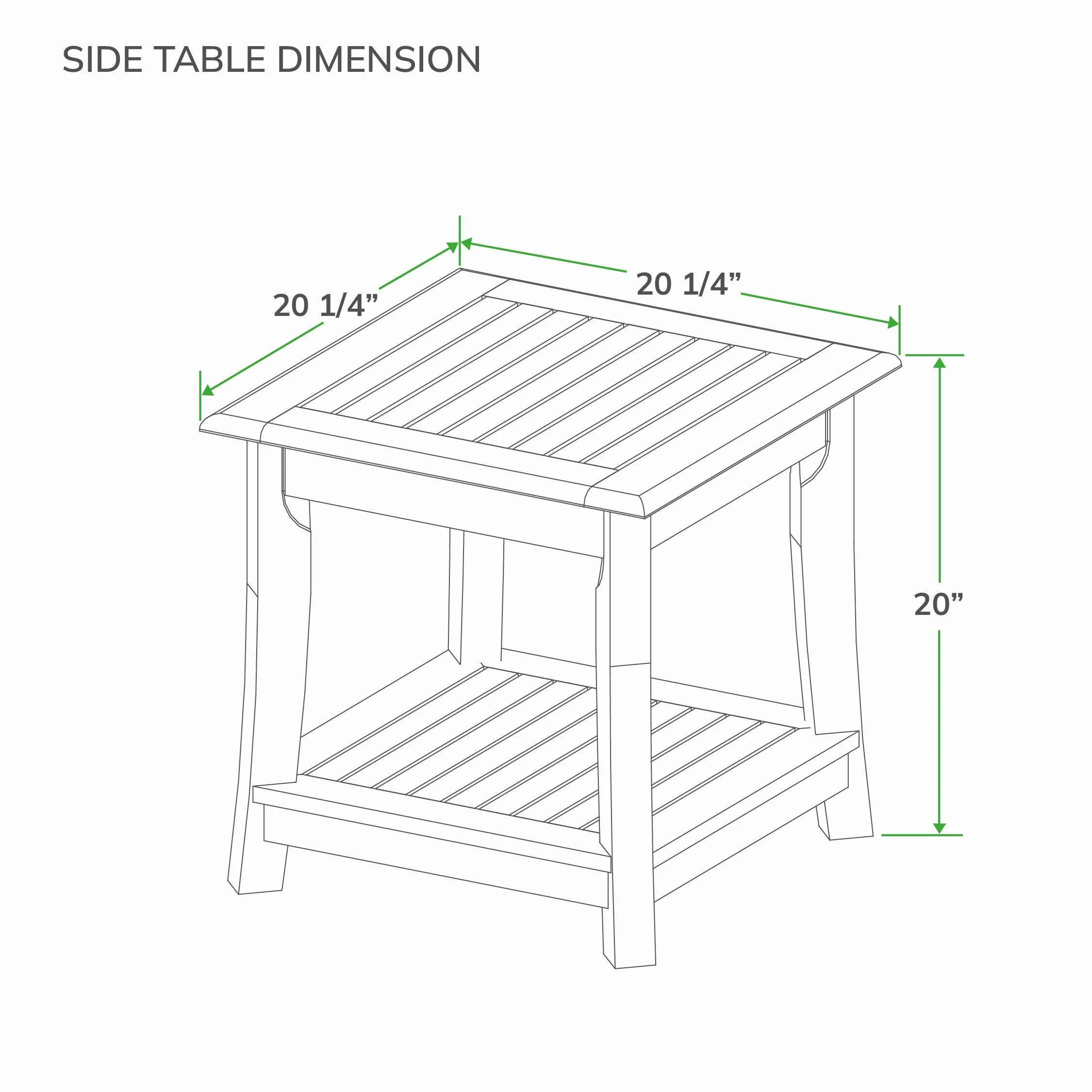 Mosko Teak Wood Outdoor Side Table with Shelf - Image 9