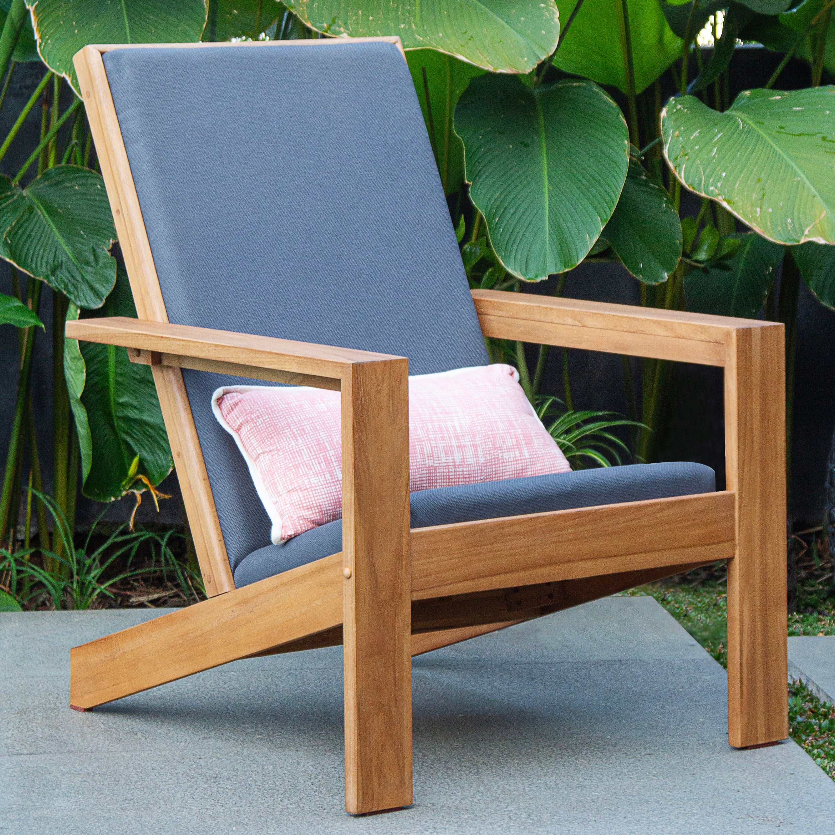 Napa Teak Wood Modern Adirondack Chair Padded Seat with Padded Seat – FREE Furniture Cover - Image 11
