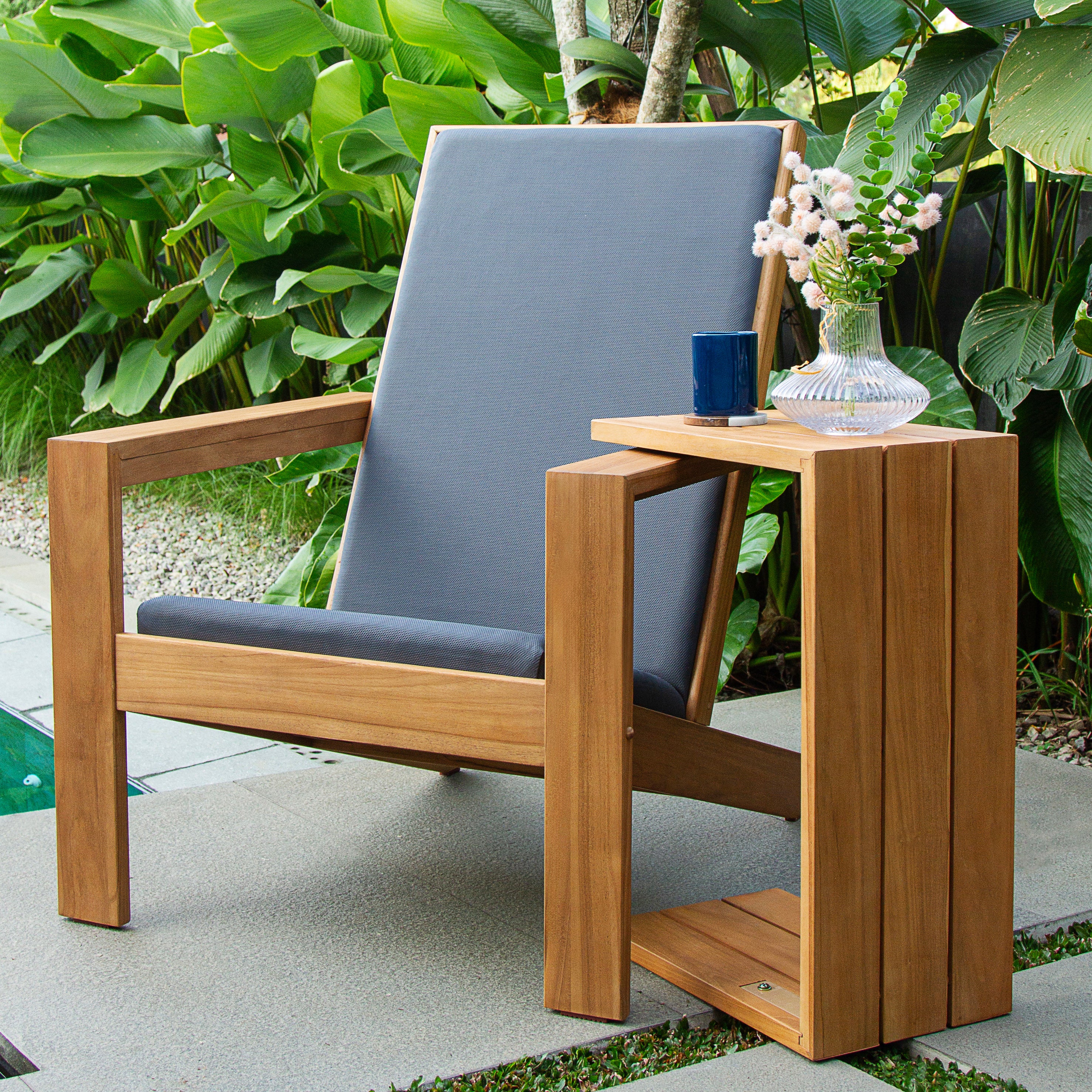 Napa Teak Wood Modern Adirondack Chair Padded Seat with Padded Seat – FREE Furniture Cover - Image 12